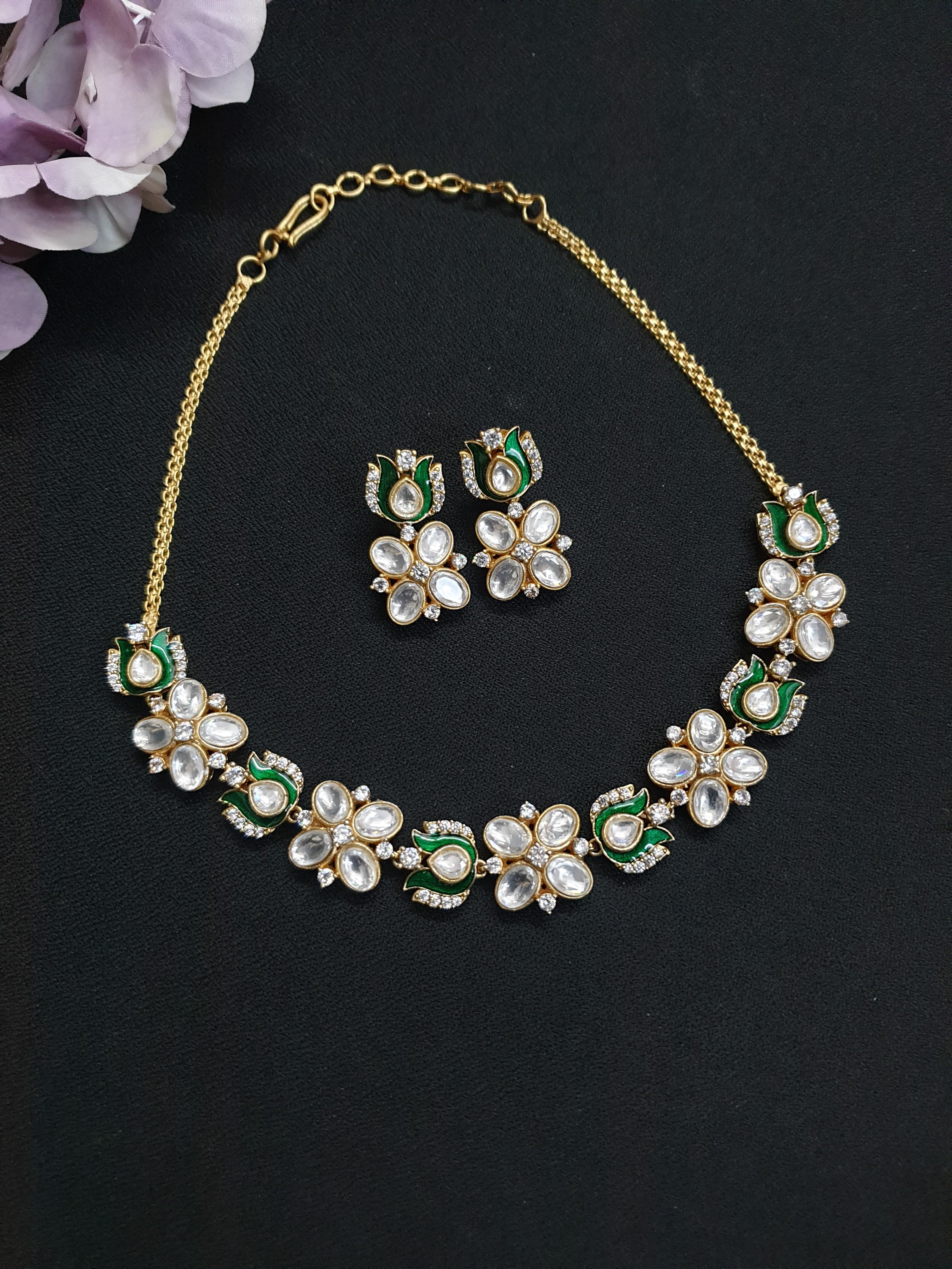 Floral Kundan Polki Necklace