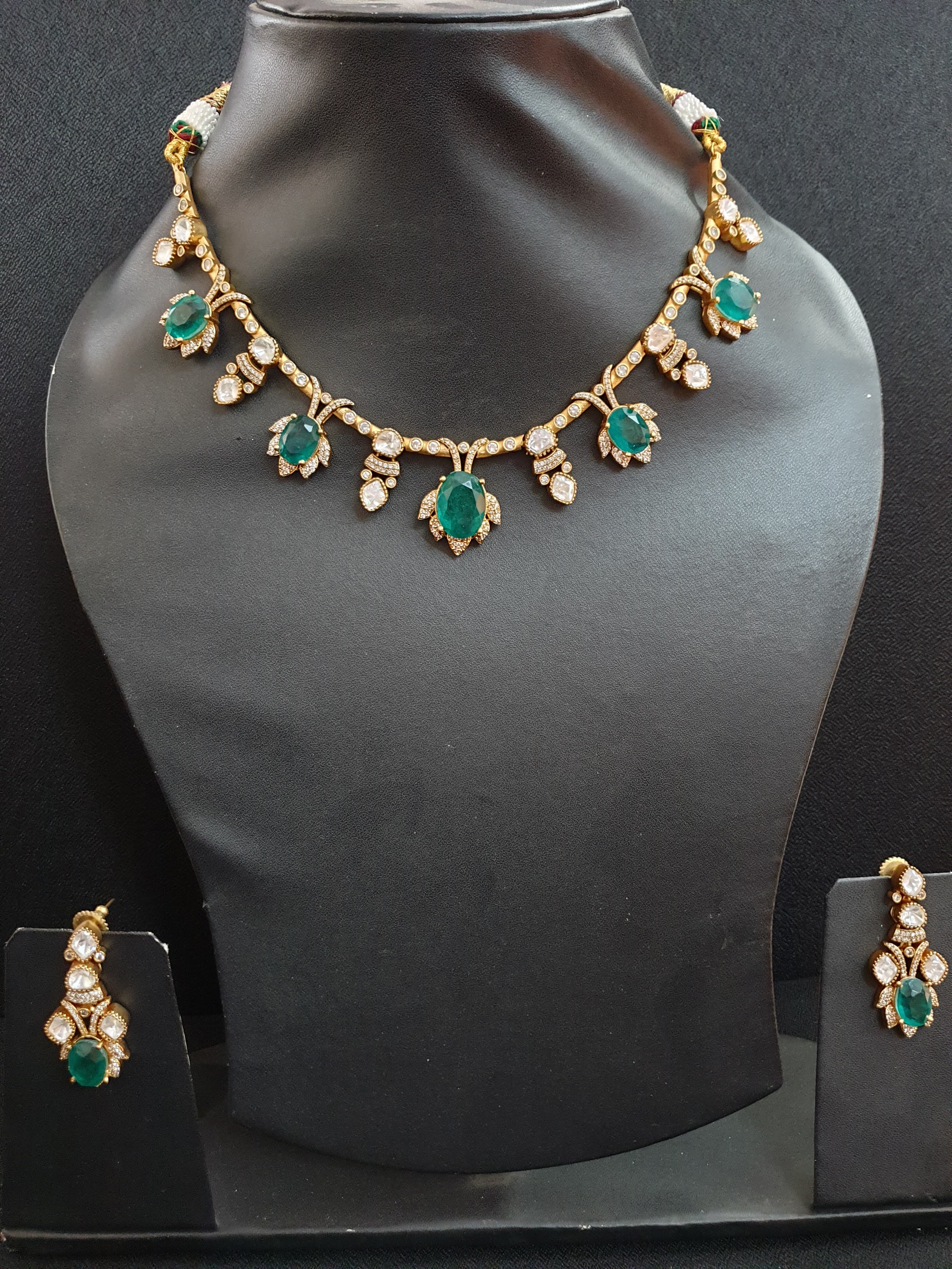 Emerald American Diamond Drop Necklace