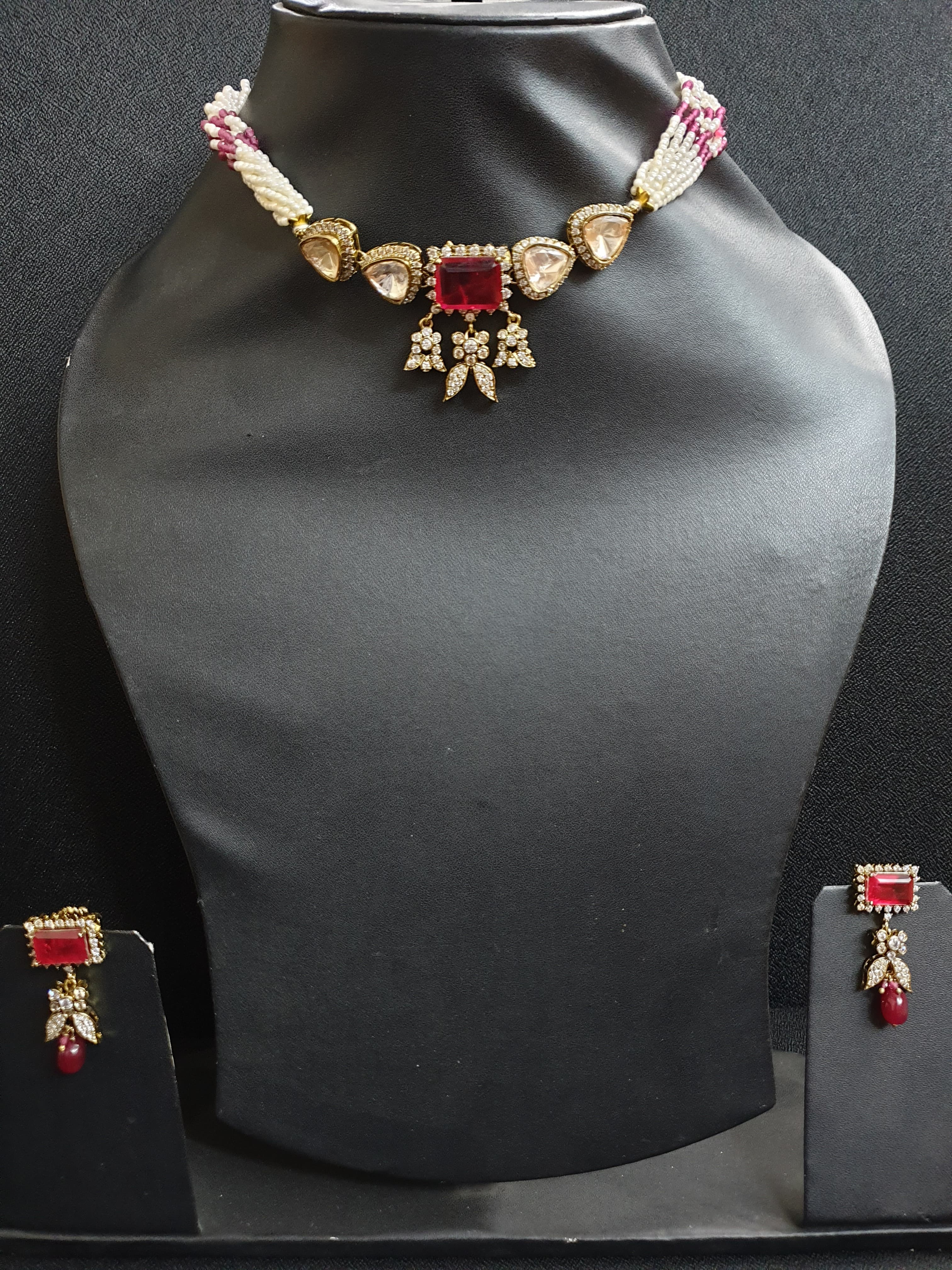 Ruby Stone Polki Choker Necklace