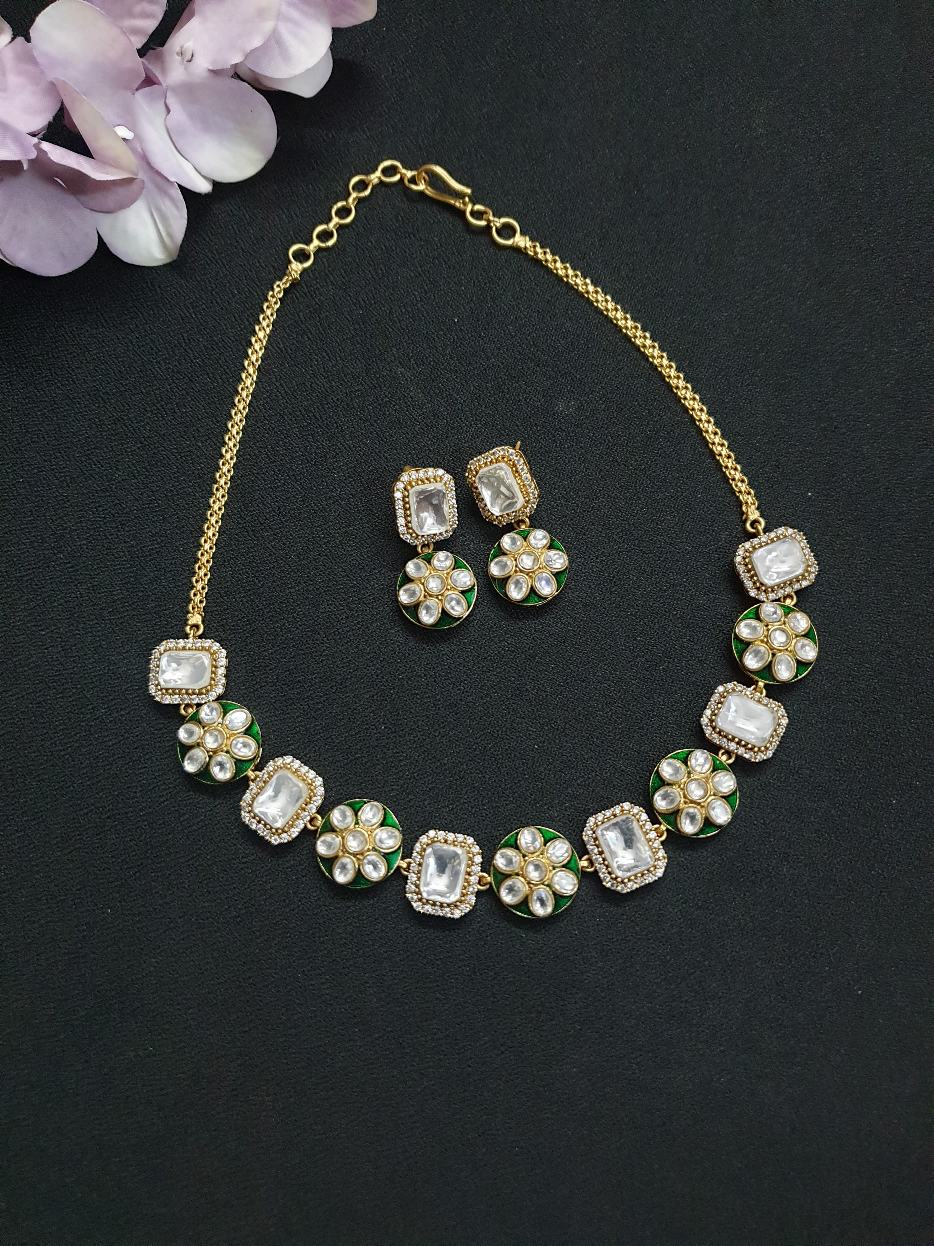 Floral Polki Meenakari Necklace
