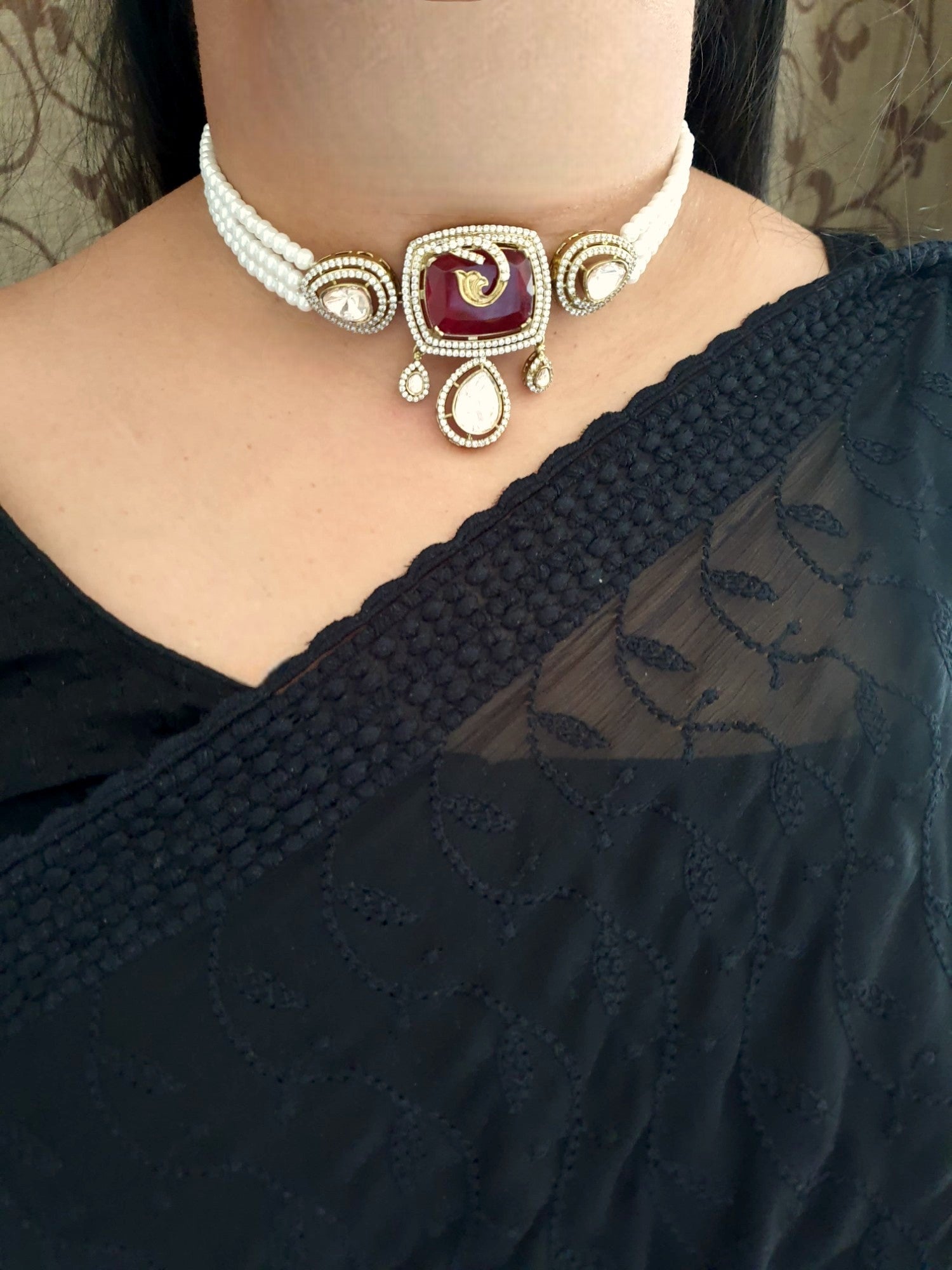 Ruby Stone Kundan Choker Necklace