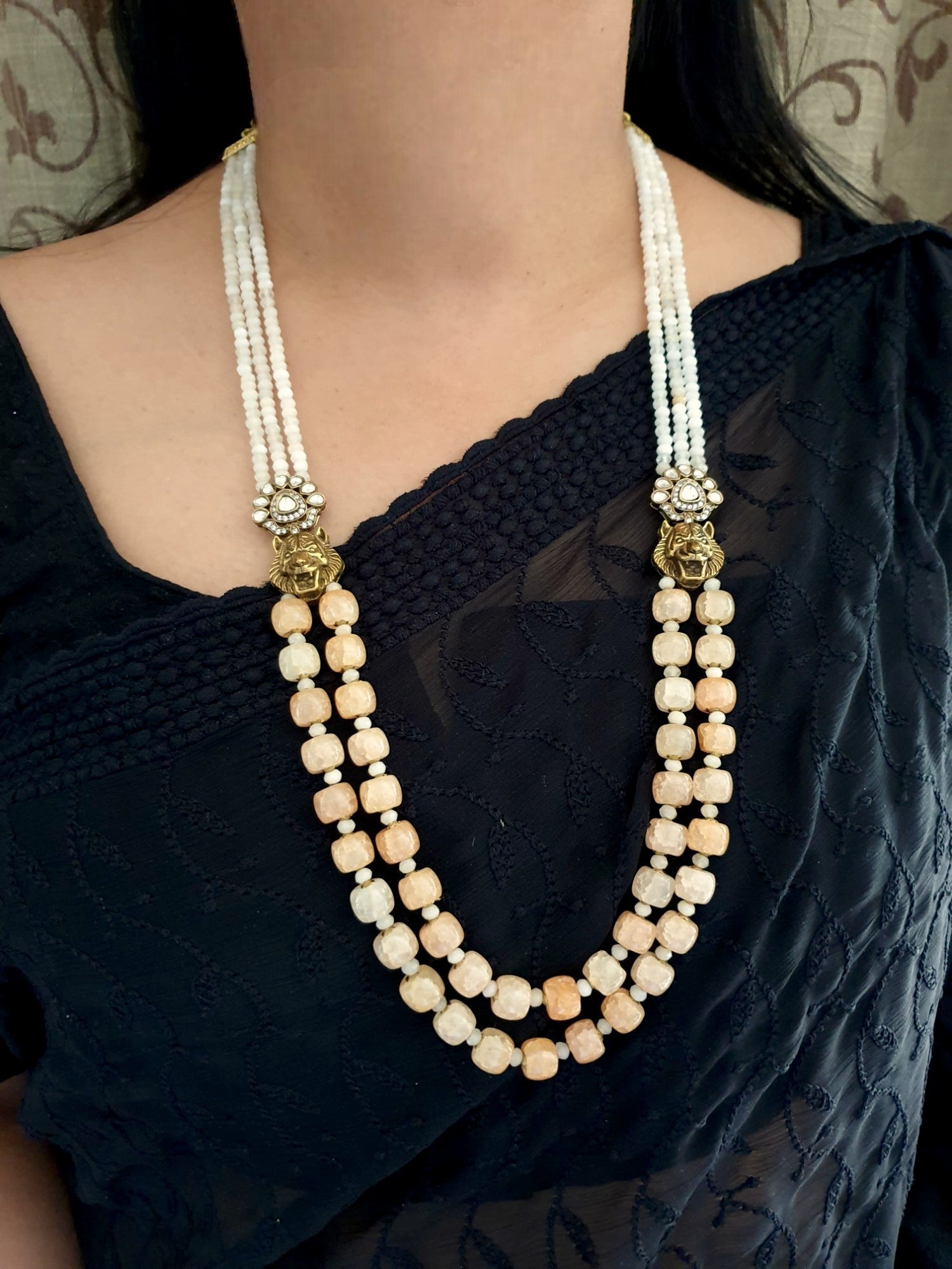 Peach Beaded Kundan Sabyasachi Inspired Necklace