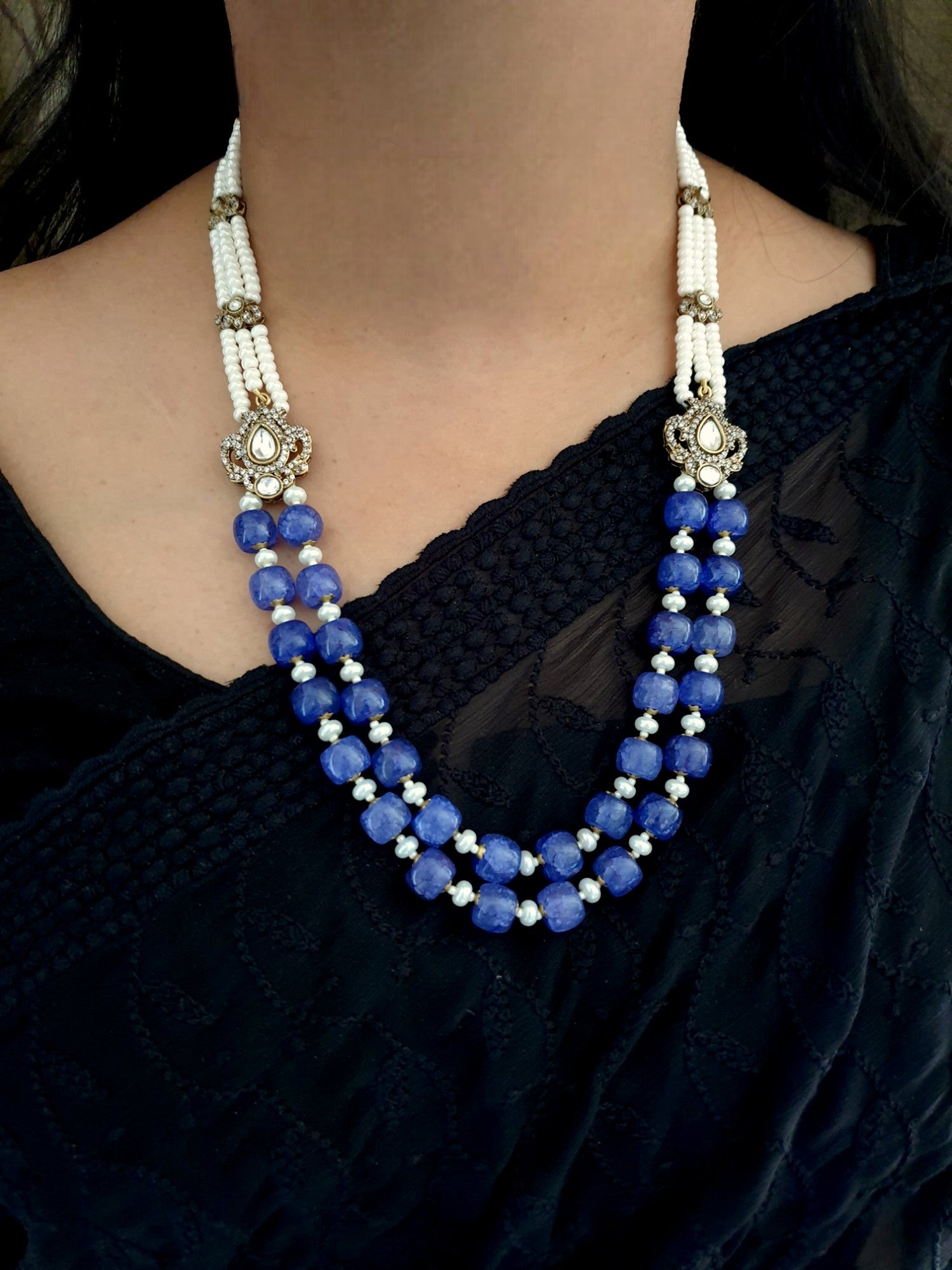 Blue Beaded Kundan Sabyasachi Inspired Necklace