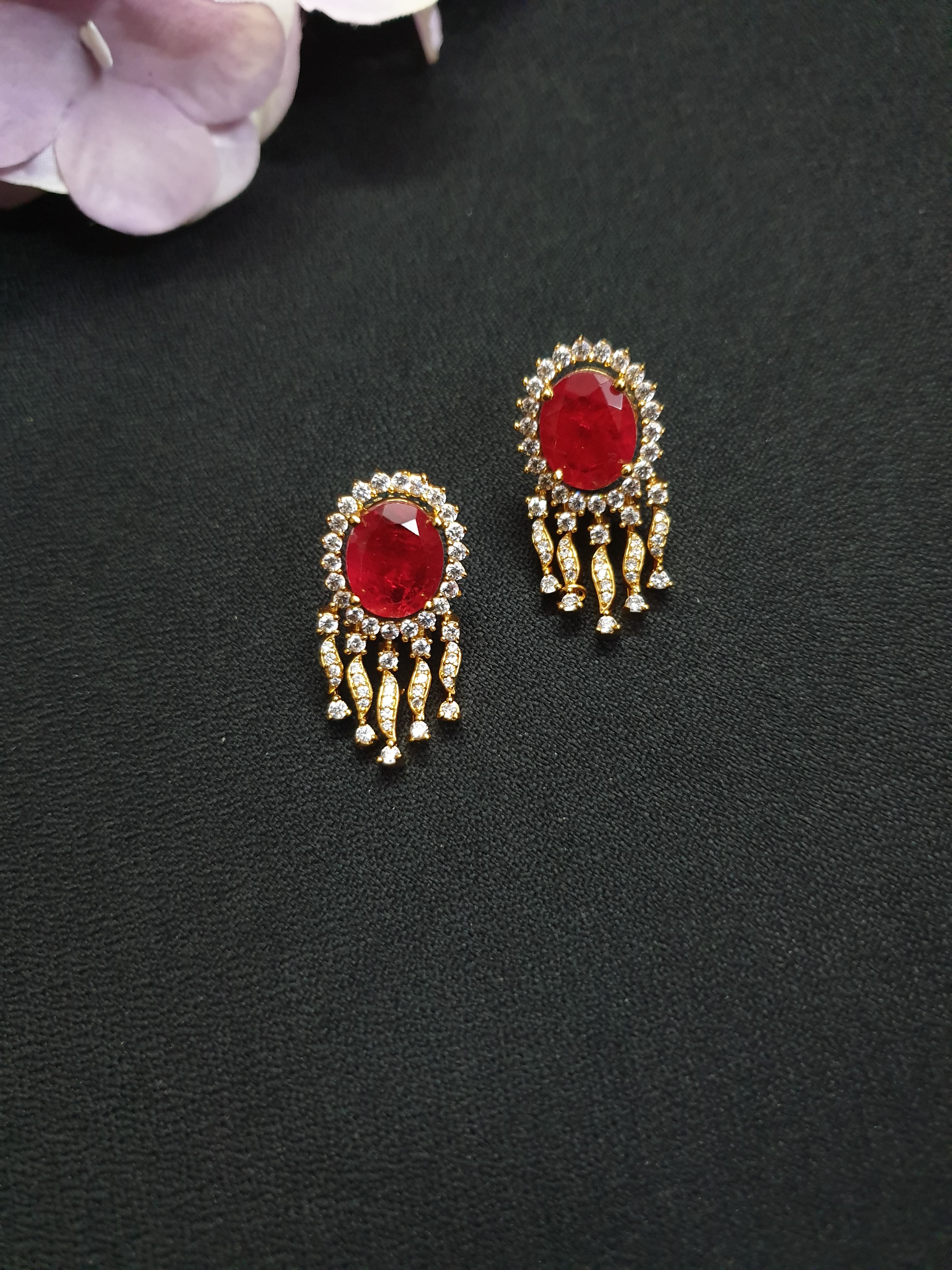 Ruby Victorian Stud Earrings