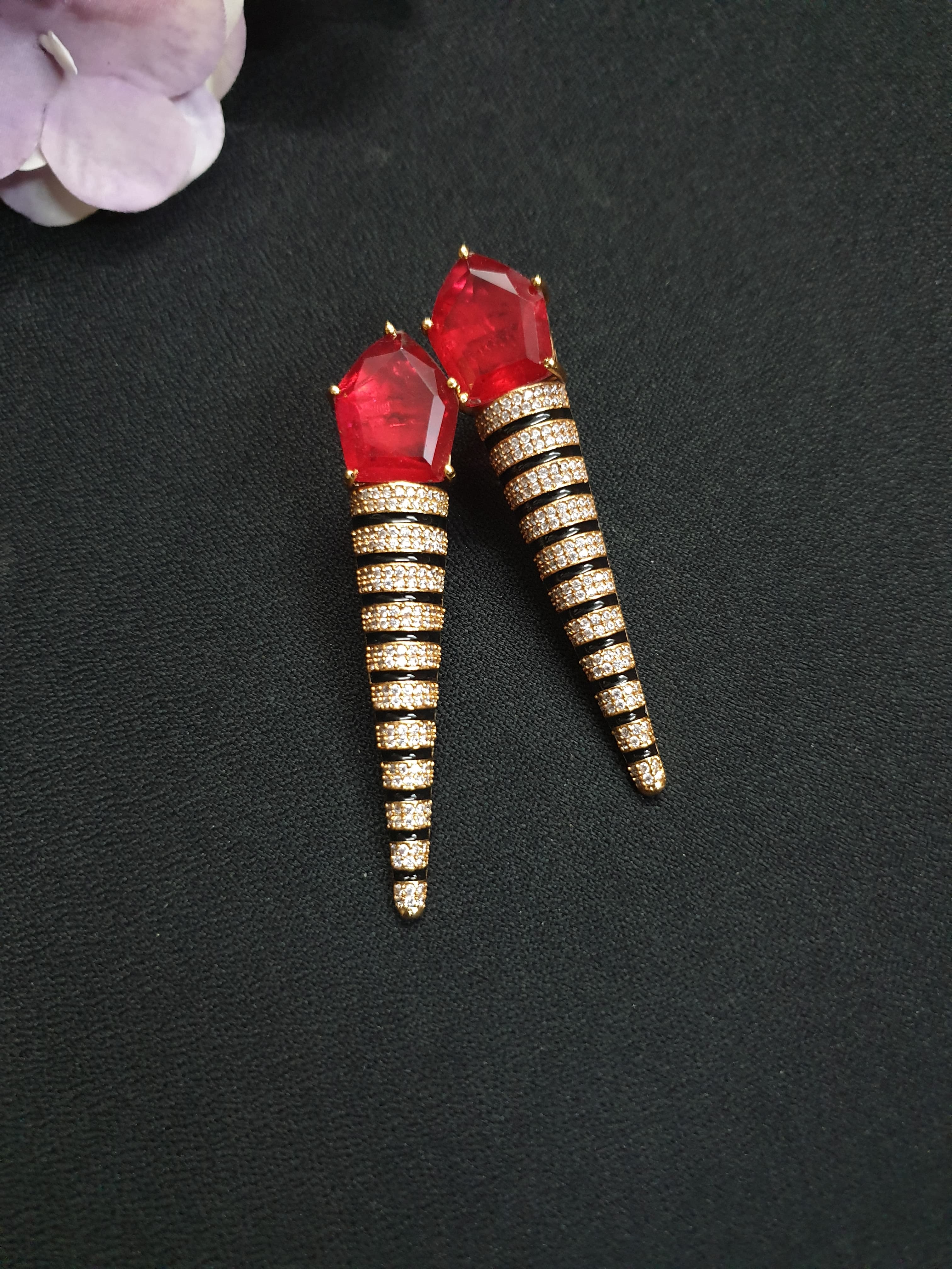 Red American Diamond Earrings