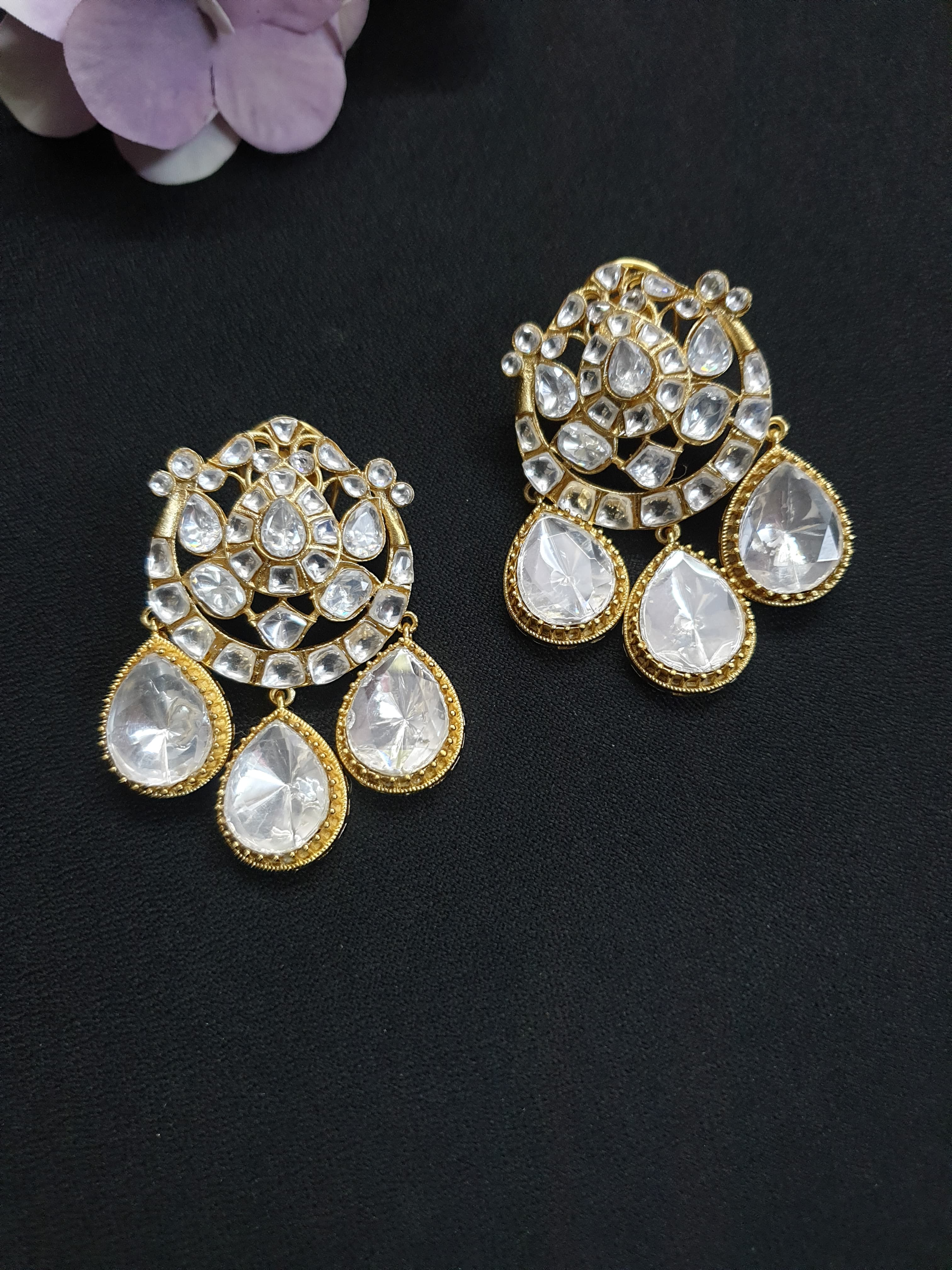 Kundan Polki Drop Earrings