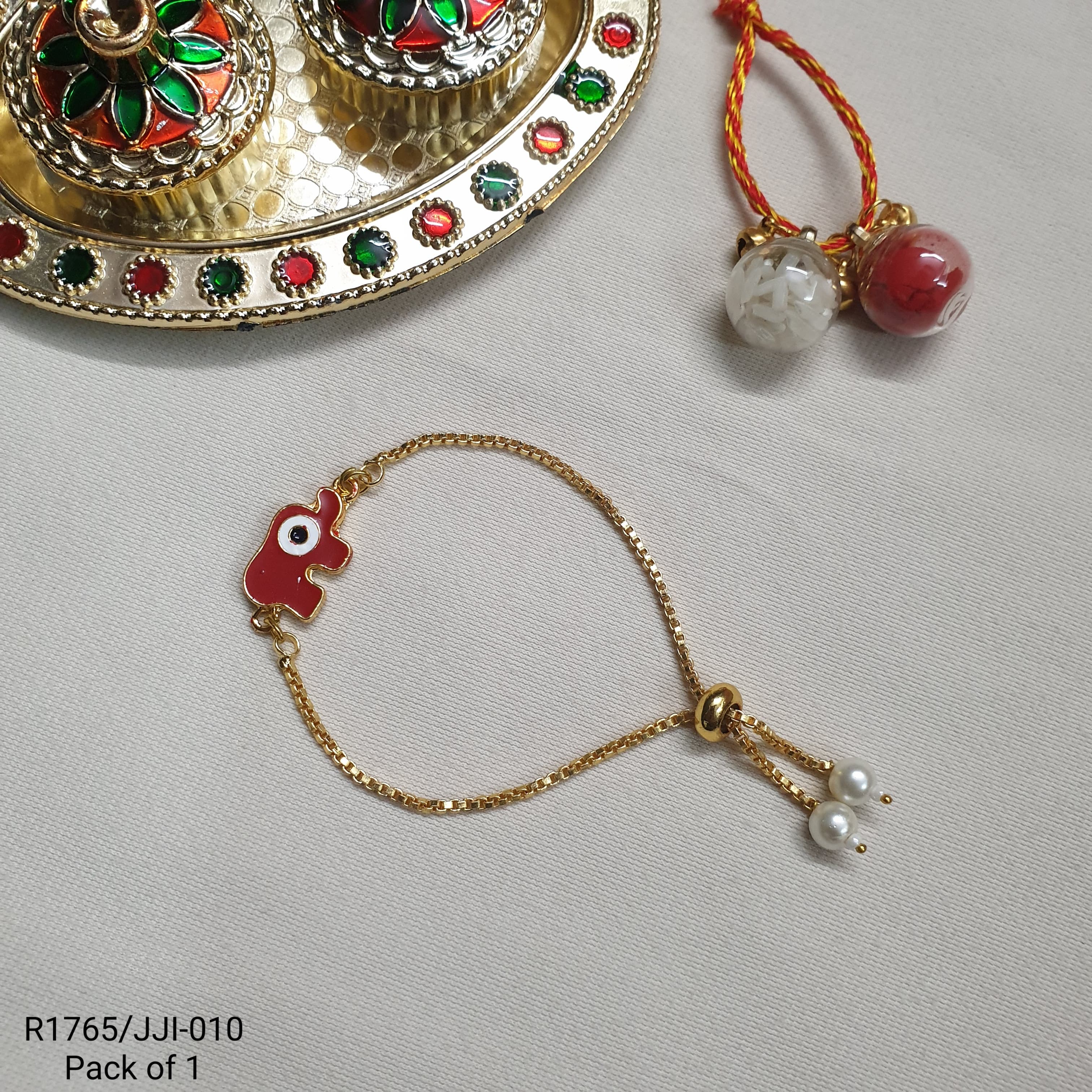 Red Elephant Evil Eye Rakhi Bracelet