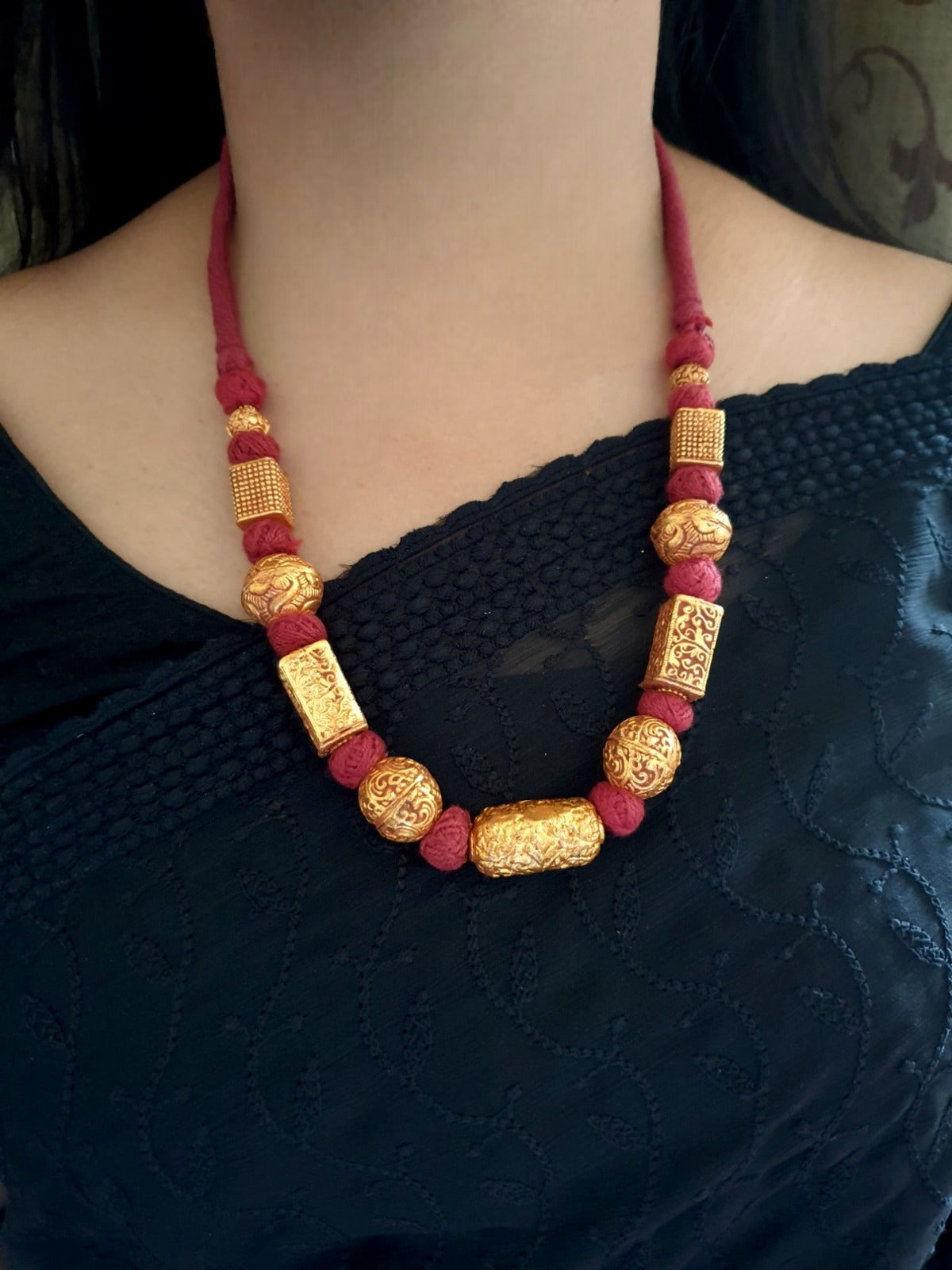 Red Geru Beaded Necklace Set
