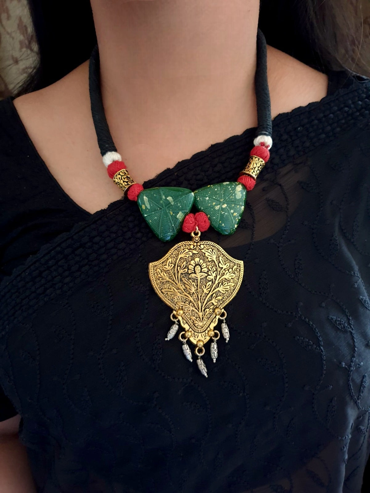 Antique Tone Beaded Necklace Set