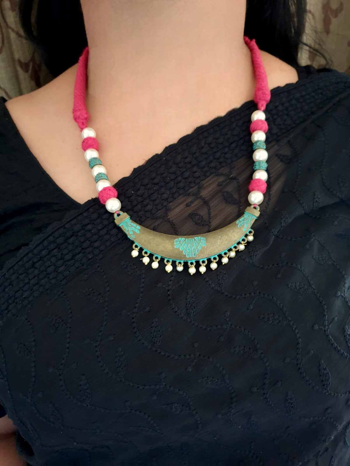 Turquoise Designer Thread Necklace