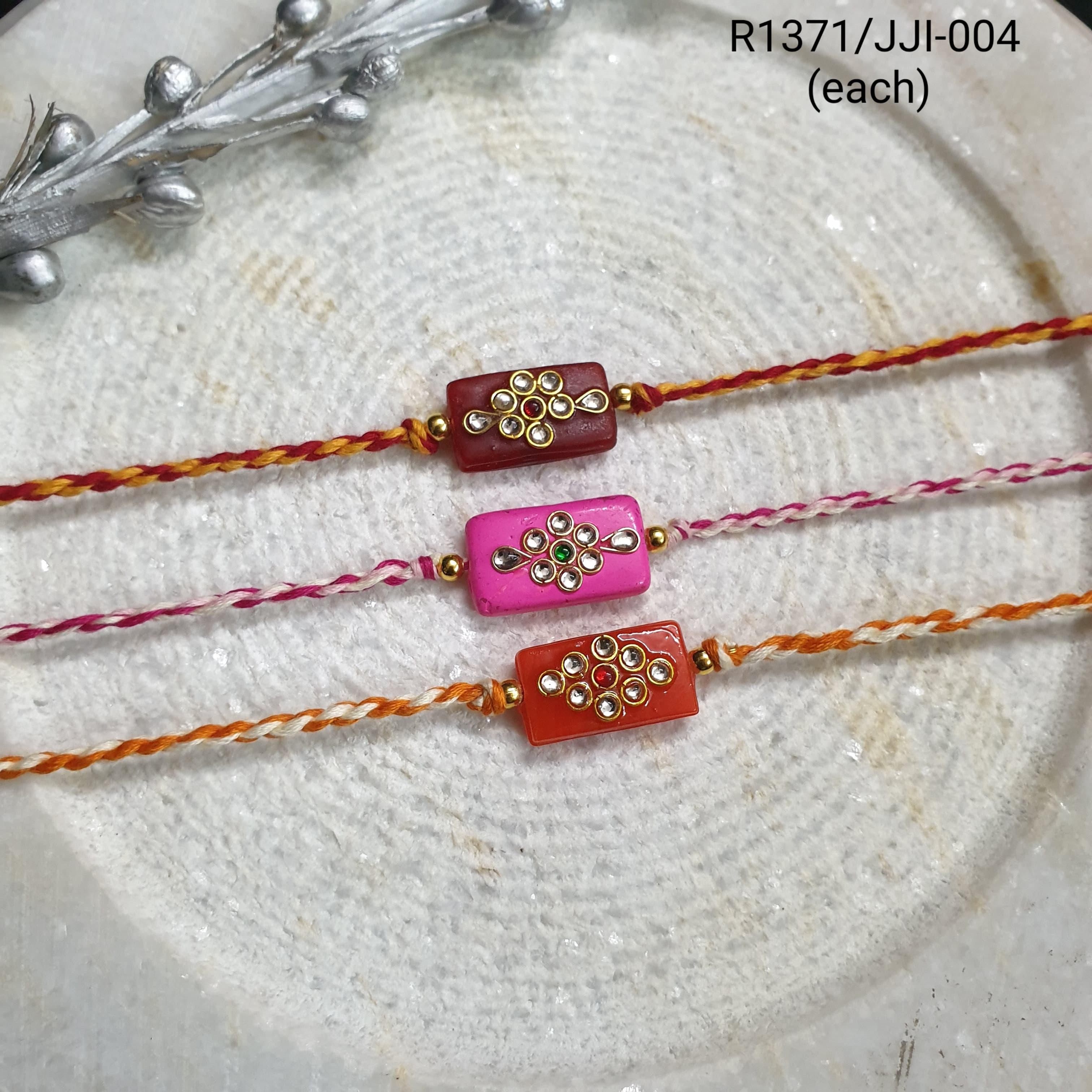 Kundan Rakhi Set For Brother (Pack Of Three)