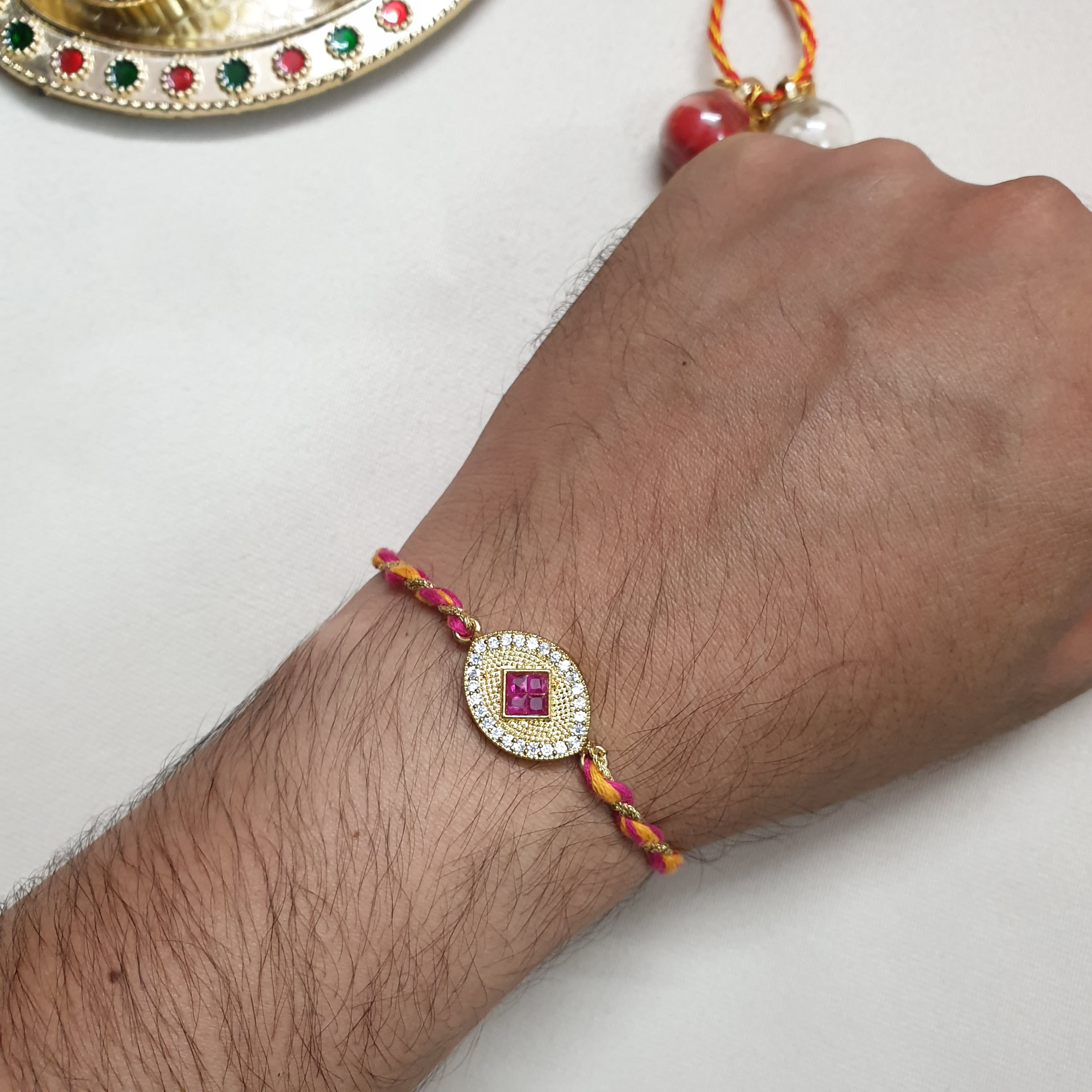 AD Red Stone Rakhi