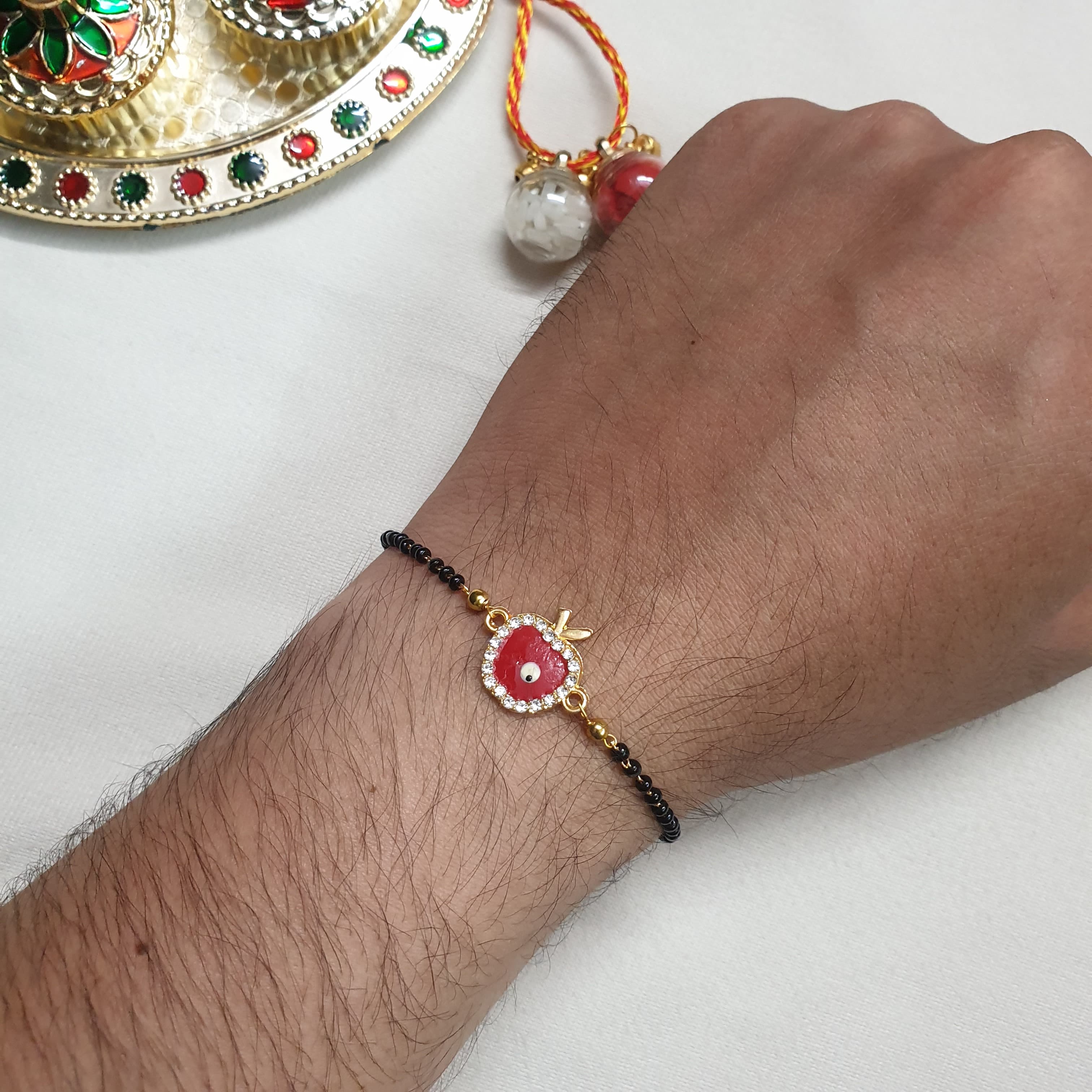 Red Apple Evil Eye Nazariya Rakhi