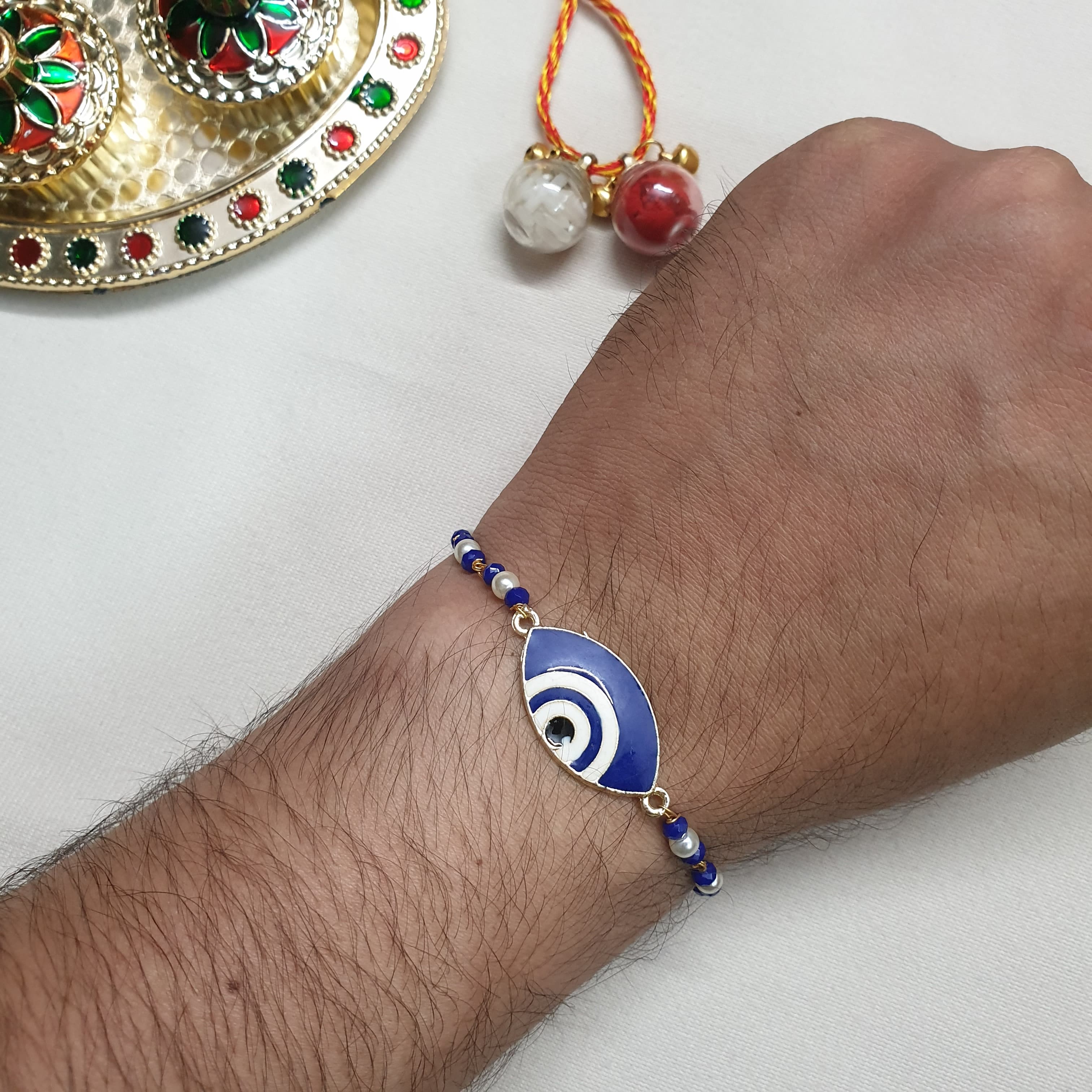 Blue Adjustable Evil Eye Rakhi