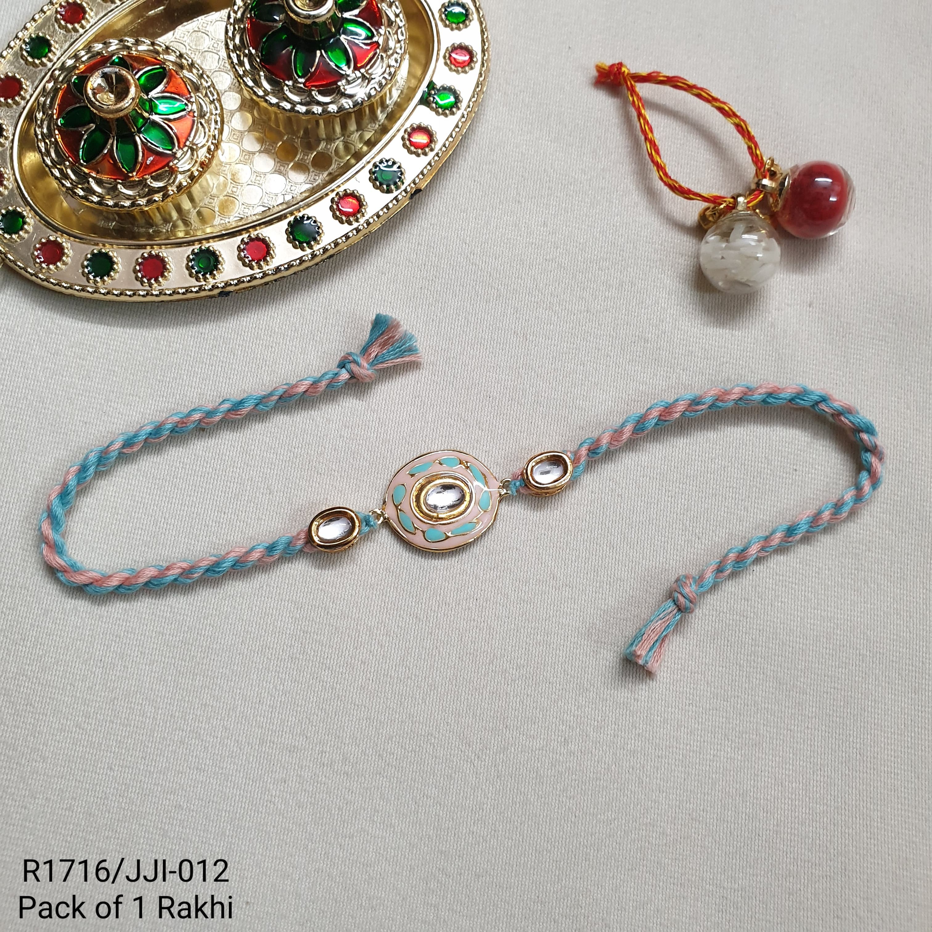 Blue Kundan Enamel Rakhi