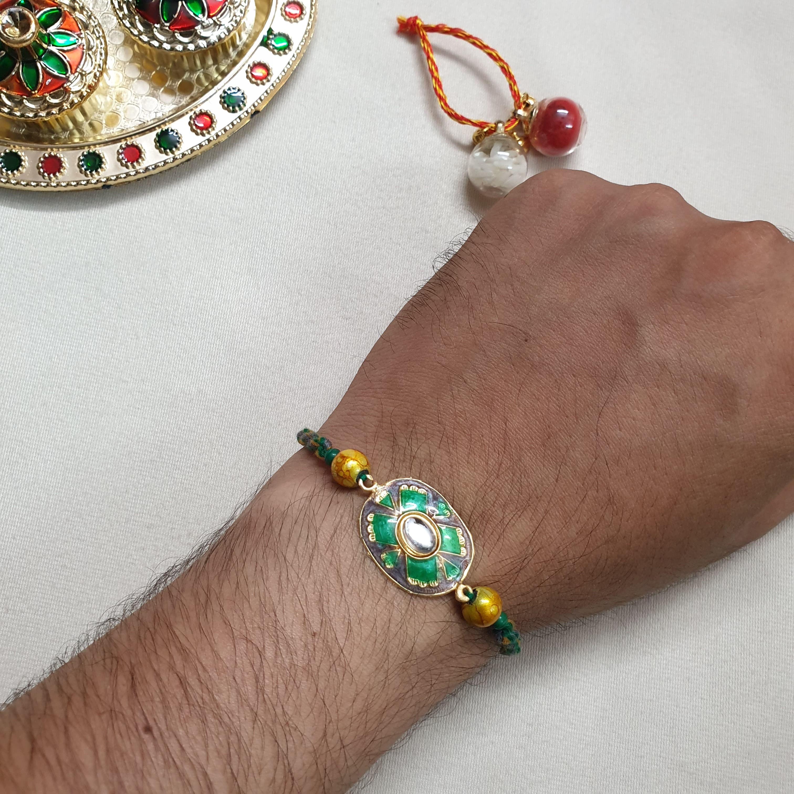 Grey Enamel Rakhi