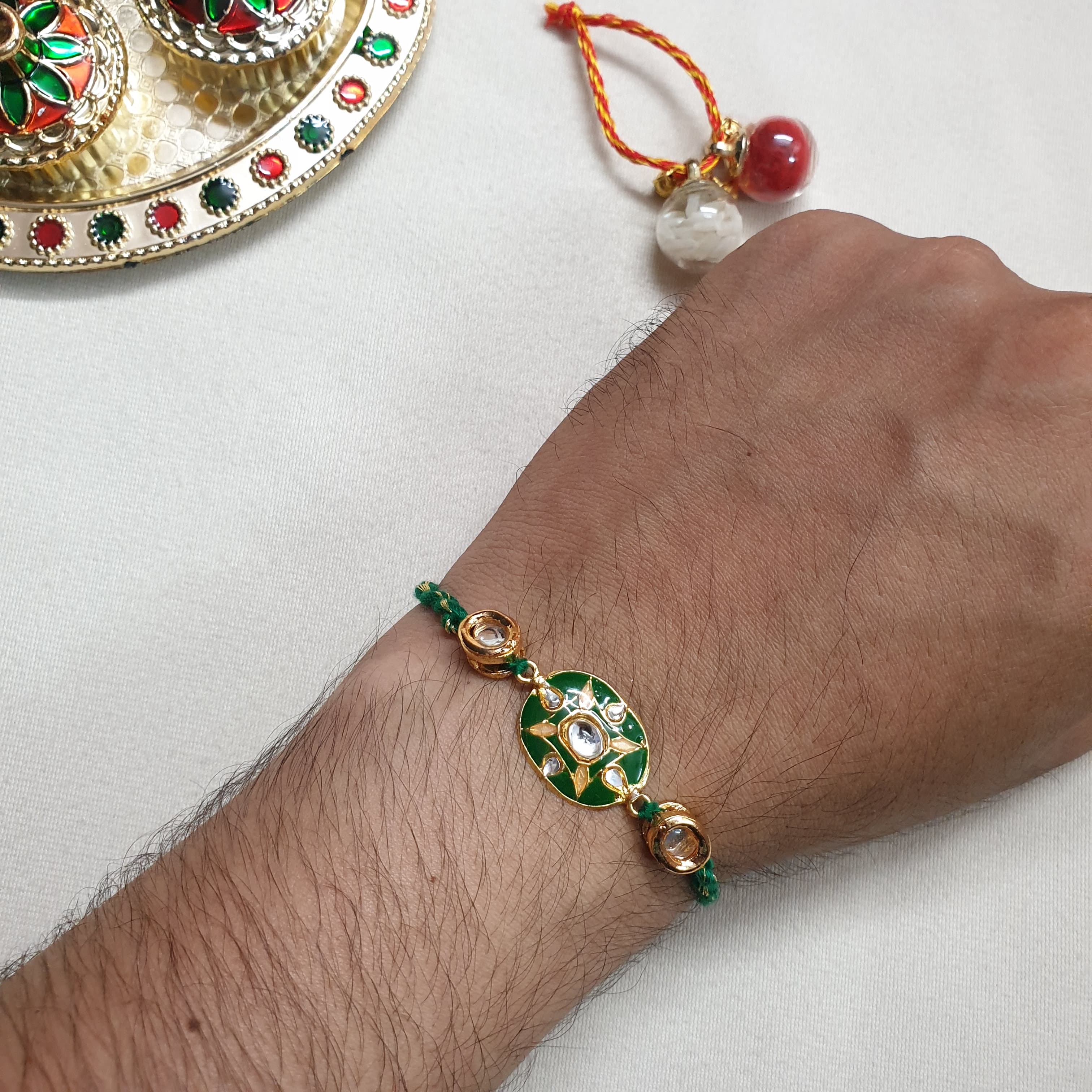Sea Green Enamel Rakhi
