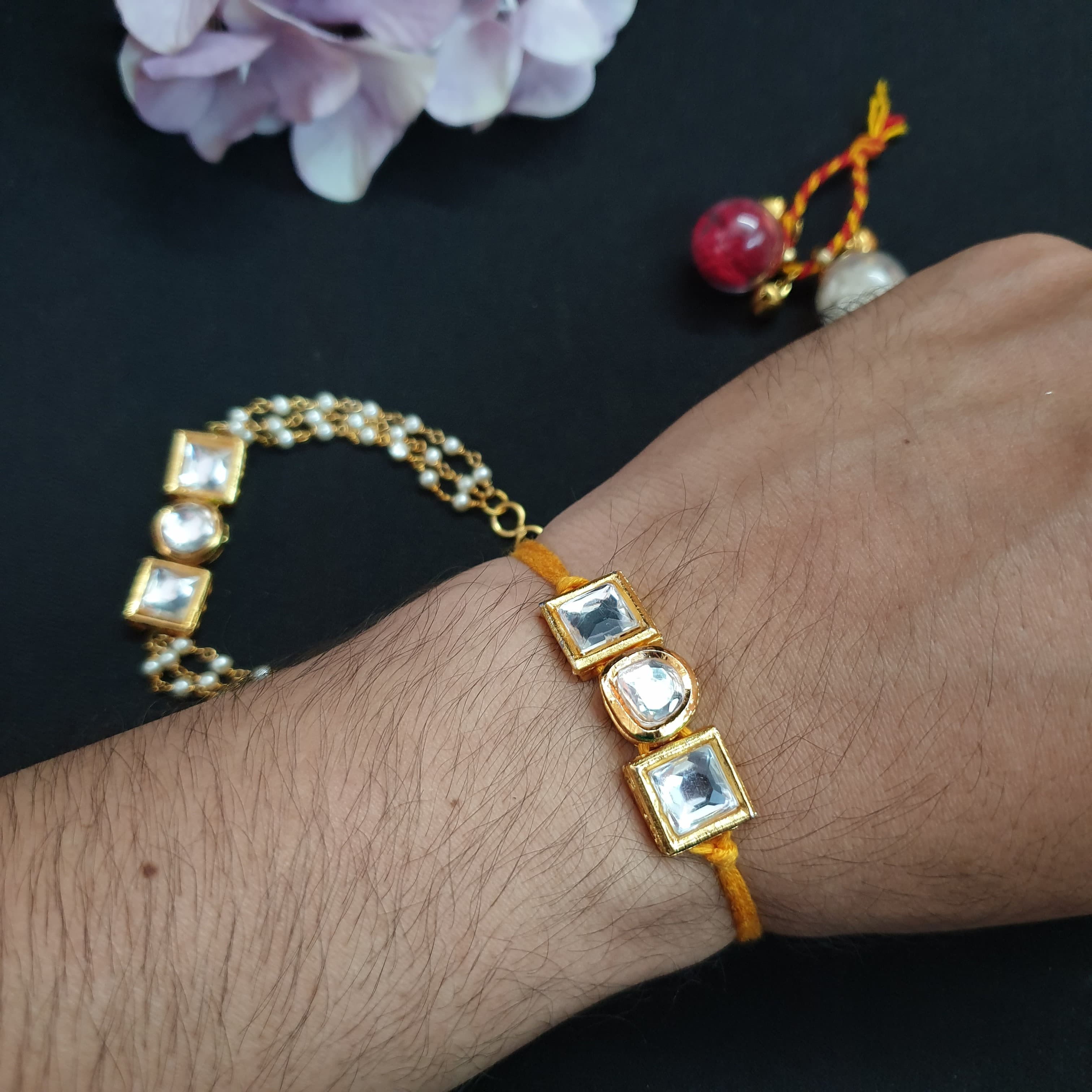 Designer Kundan Rakhi Set