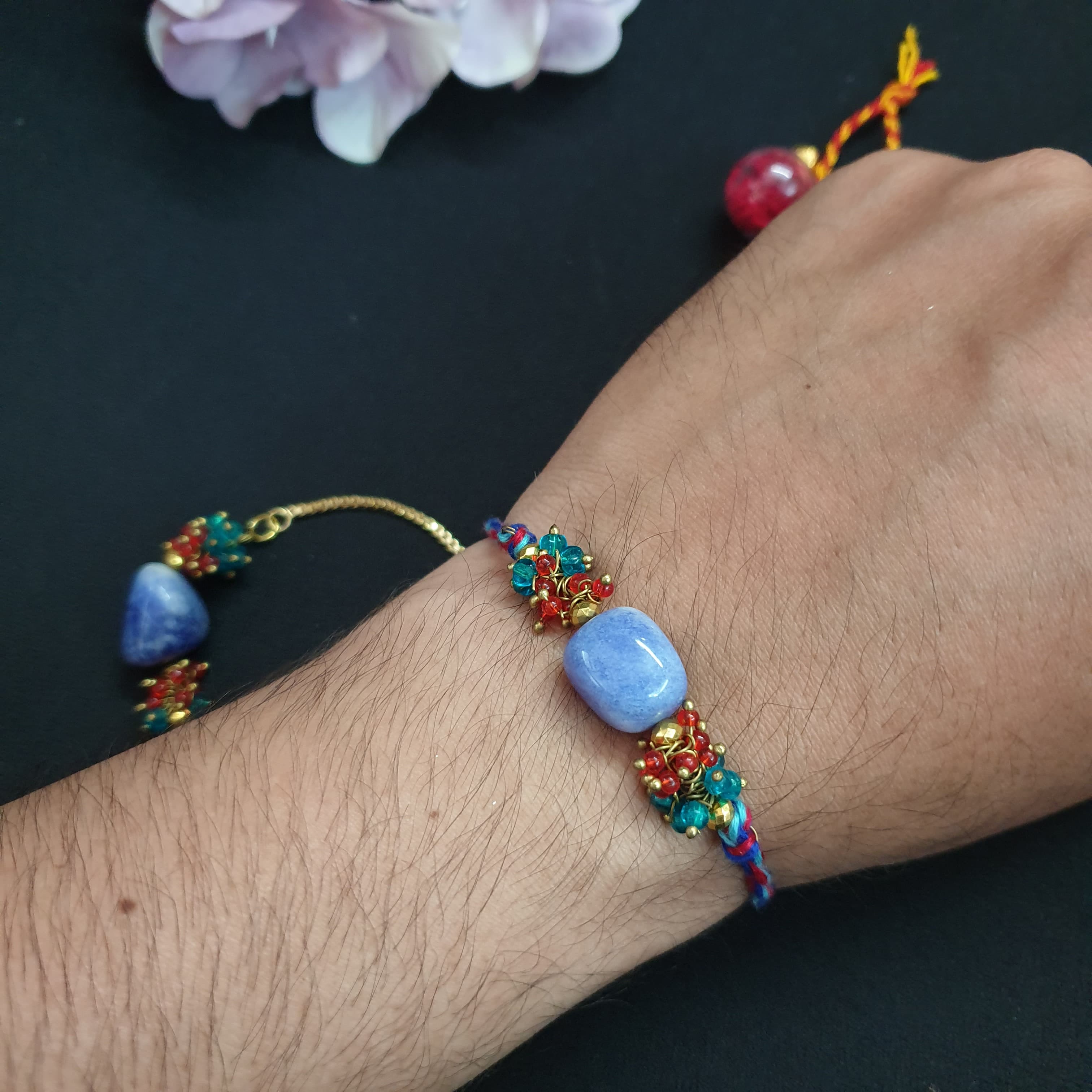 Blue Stone Rakhi Set