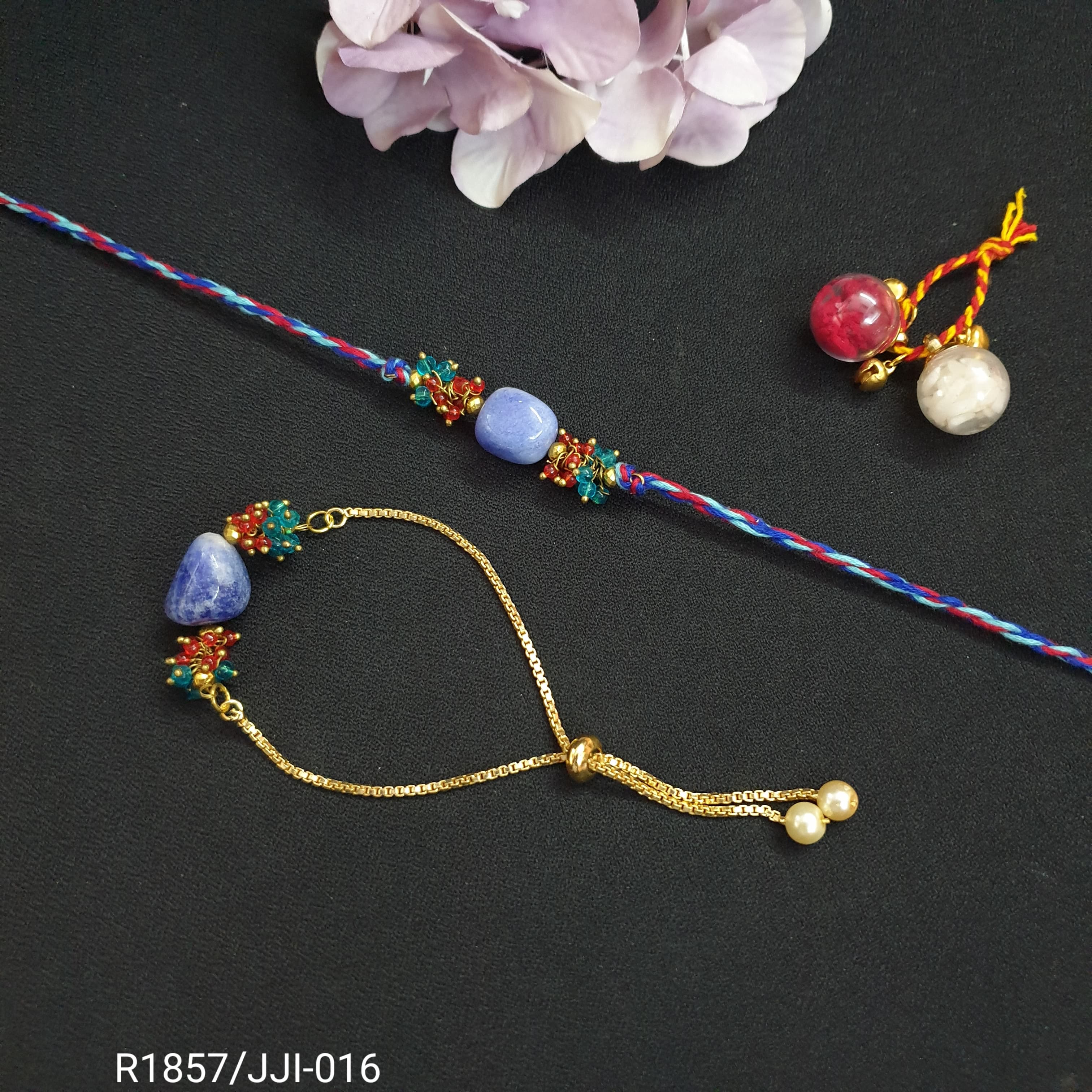 Blue Stone Rakhi Set