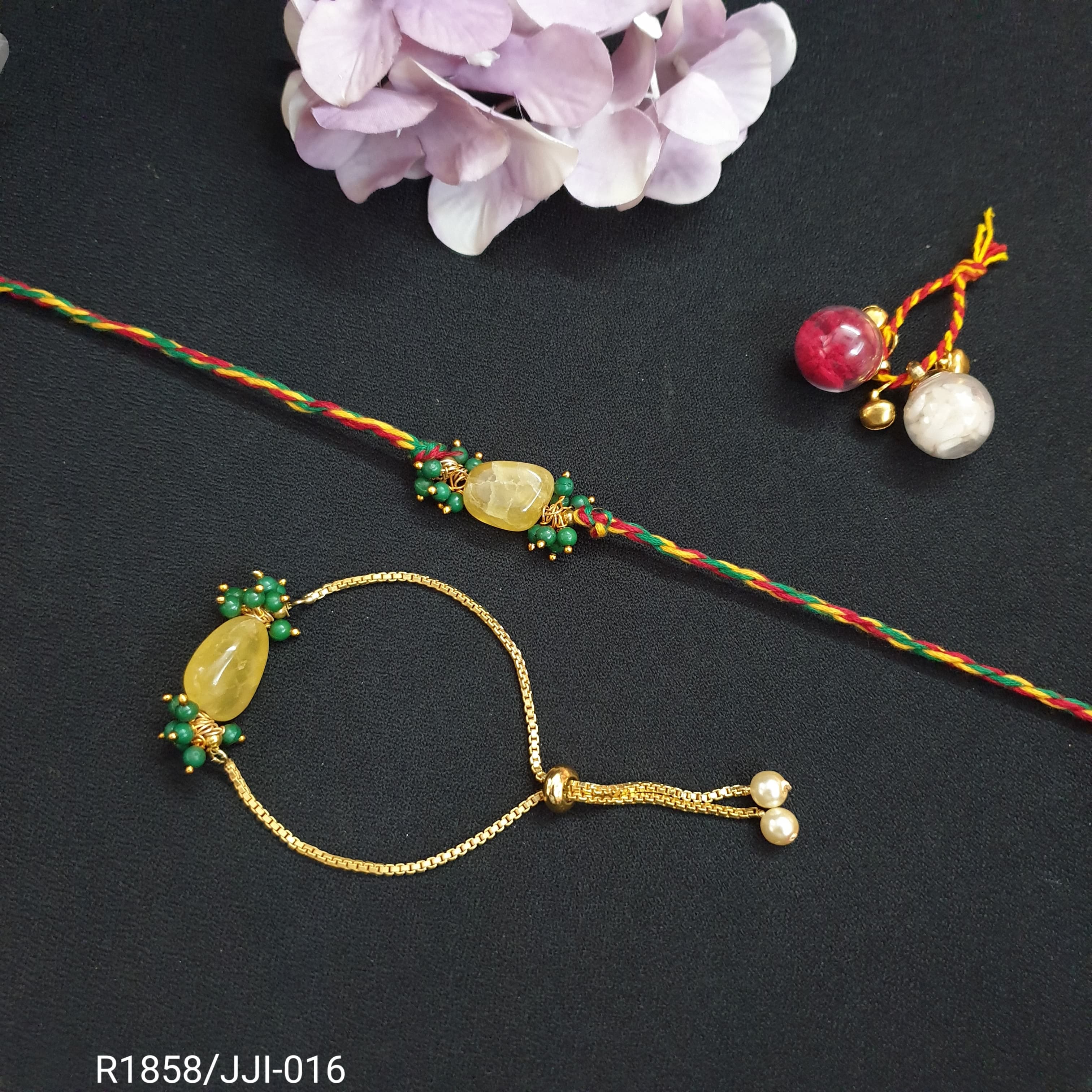 Yellow Stone Rakhi Set