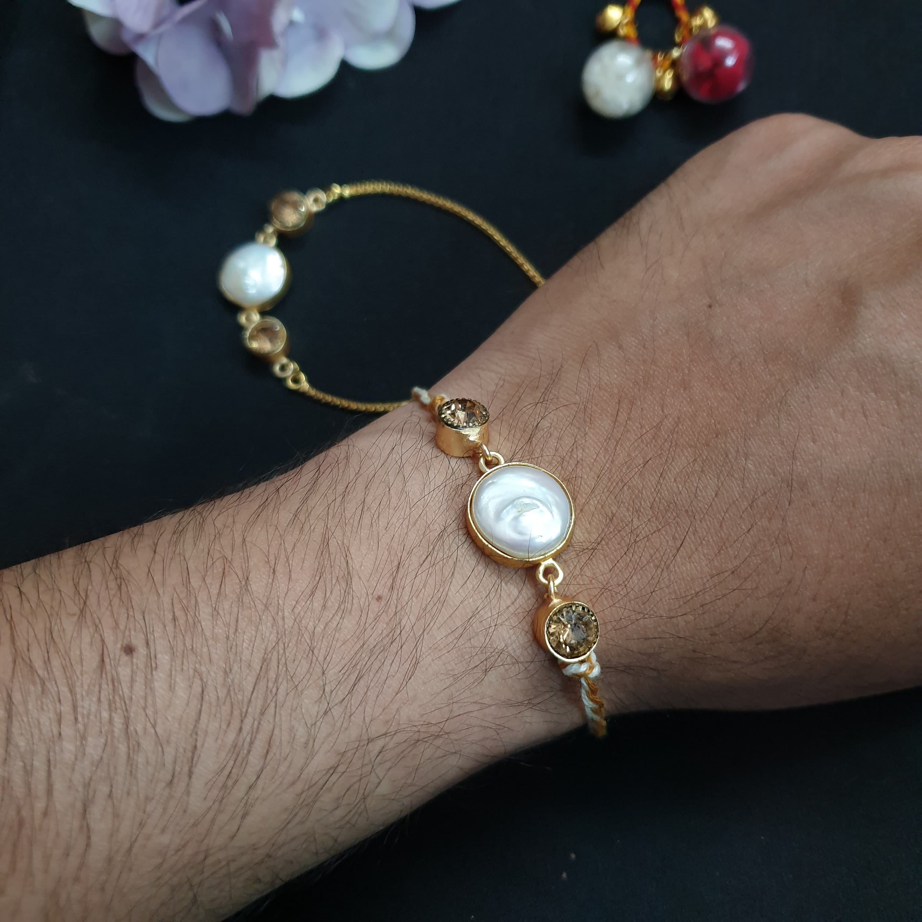 Freshwater Pearl Bhaiya Bhabhi Rakhi Set