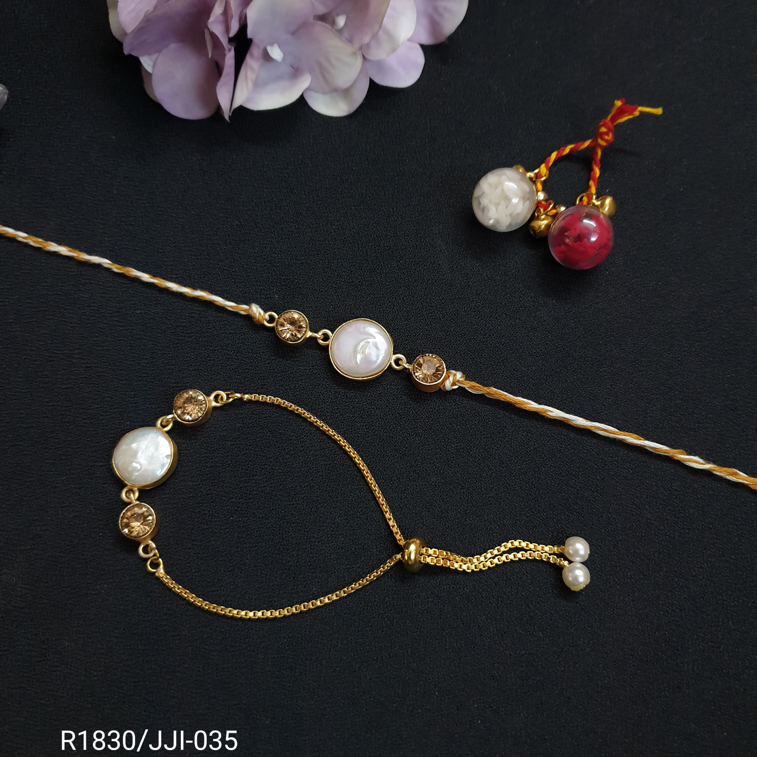 Freshwater Pearl Bhaiya Bhabhi Rakhi Set