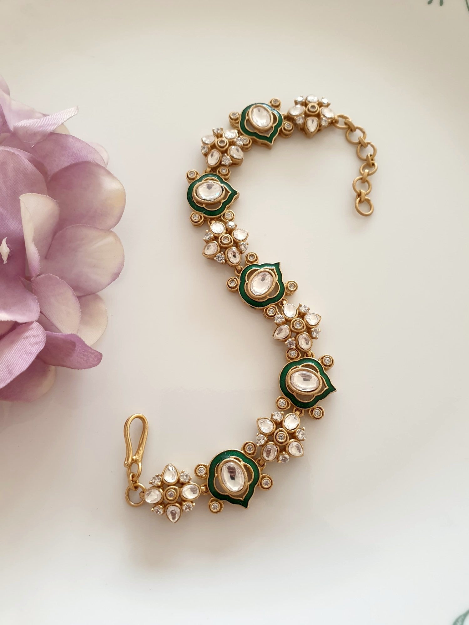 Delicate Kundan Polki Stone Adjustable Bracelet