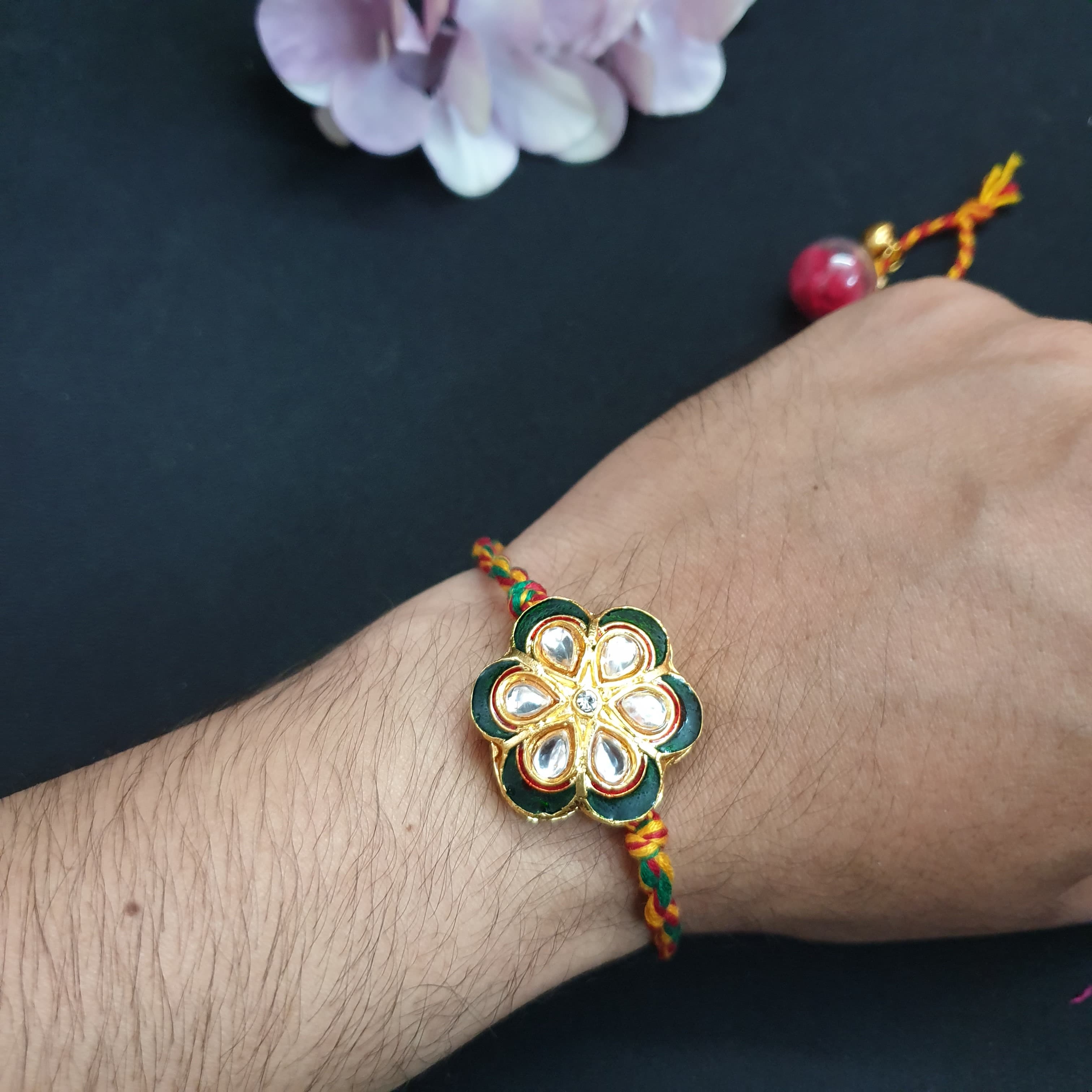 Meenakari Flower Rakhi For Brother (Pack of One)