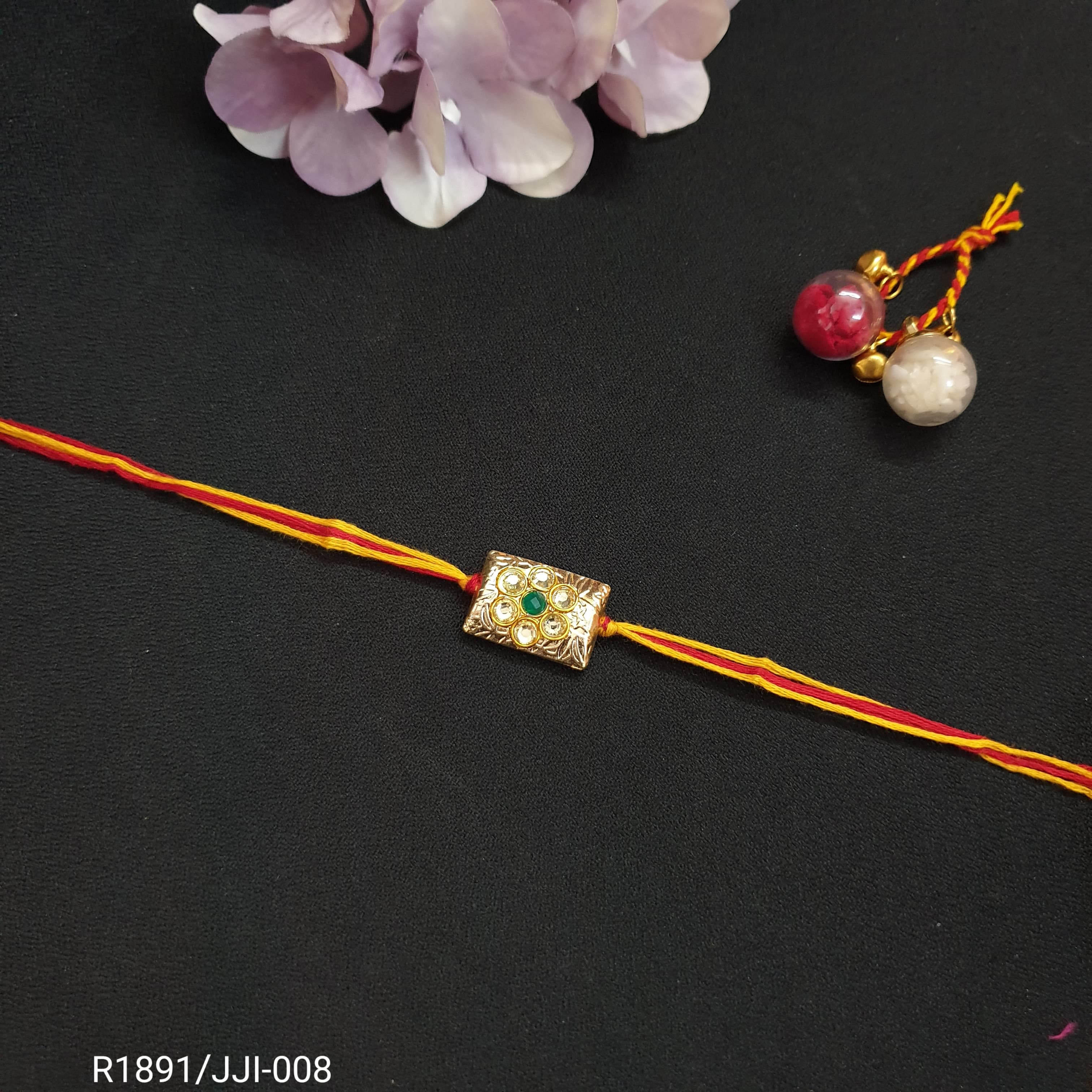 Gold Tone Kundan Rakhi For Brother (Pack of One)