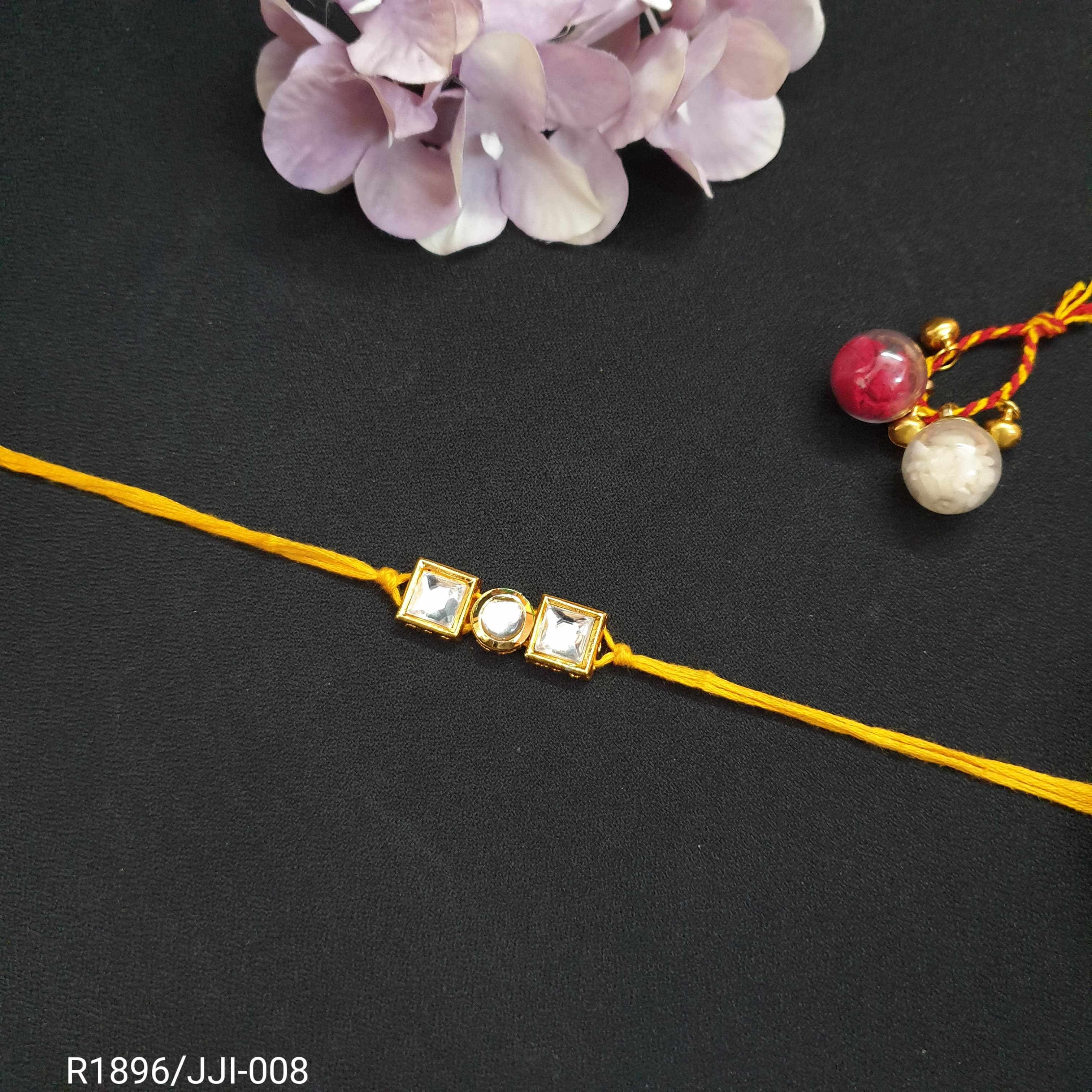 Yellow Kundan Rakhi For Rakshabandhan (Pack of One)