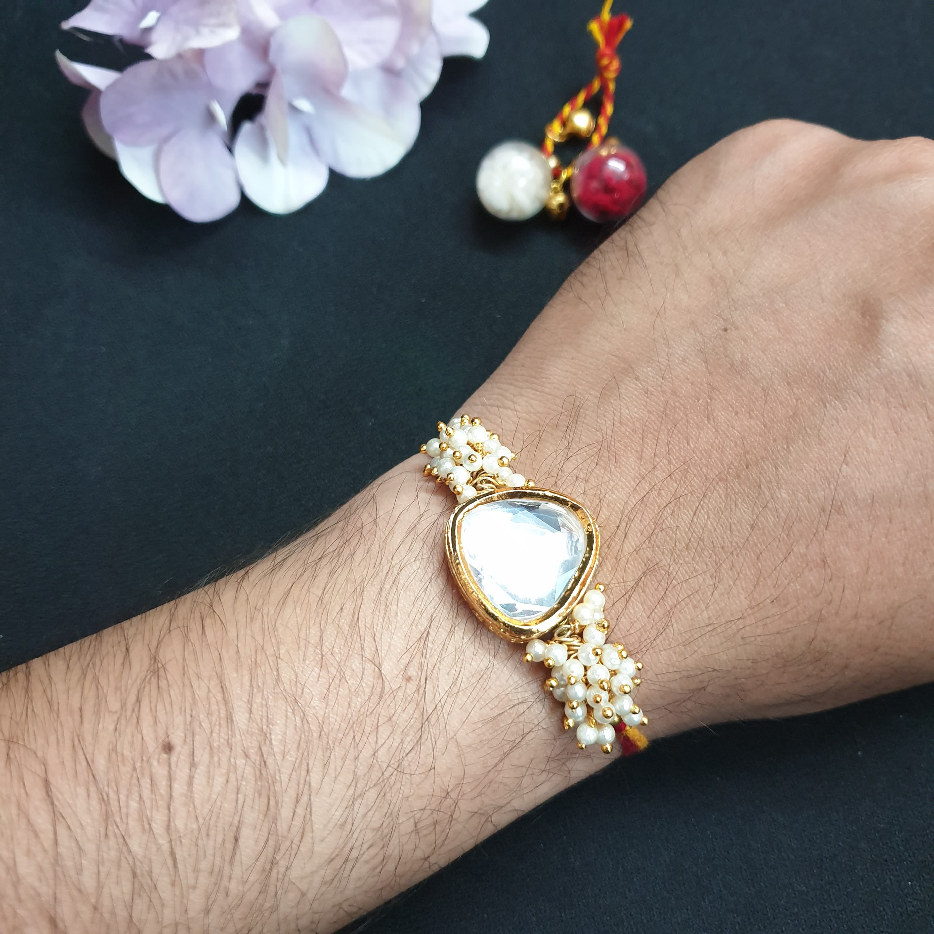 Pearl Kundan Rakhi (Pack of One)
