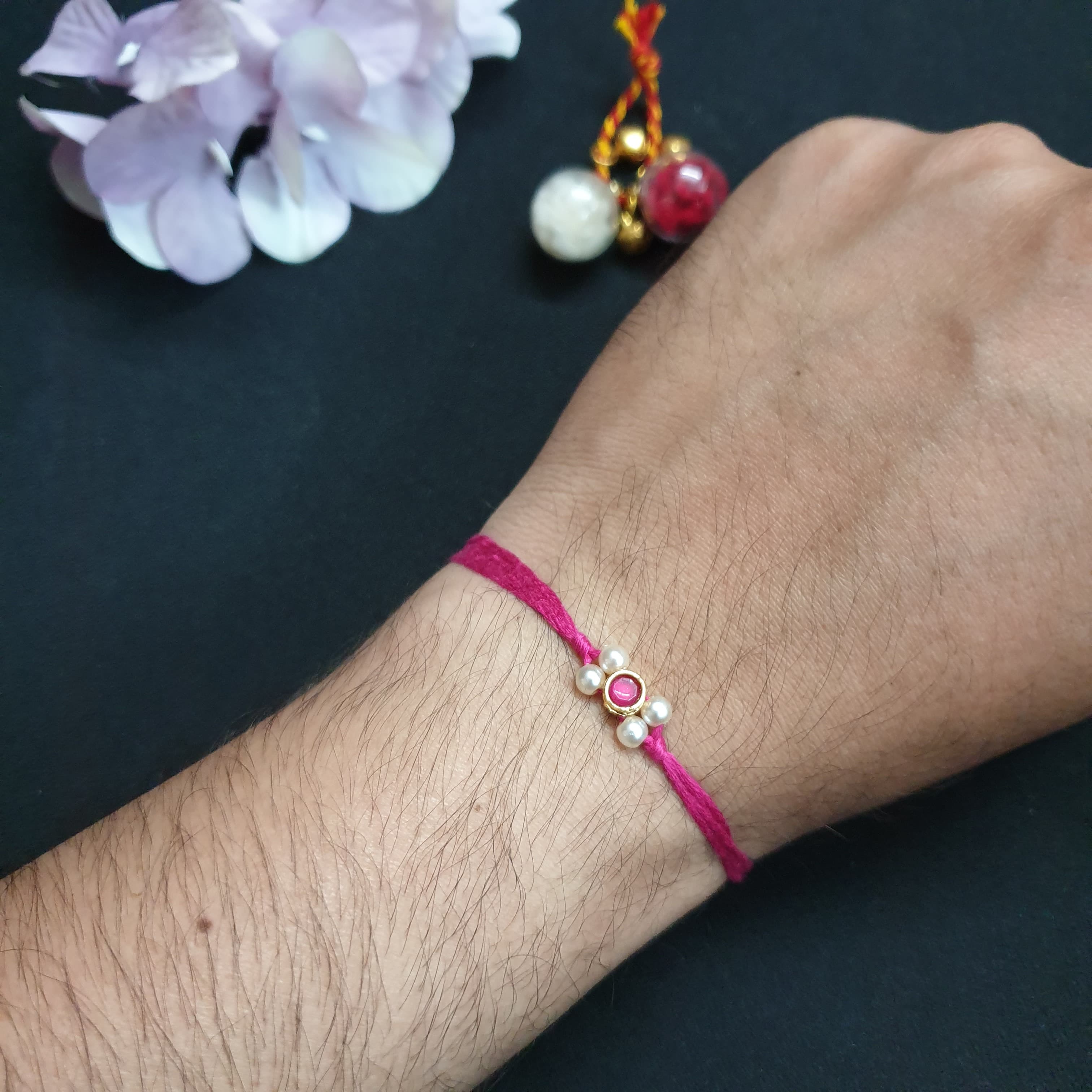 Pink Stone Minimal Rakhi (Pack of One)