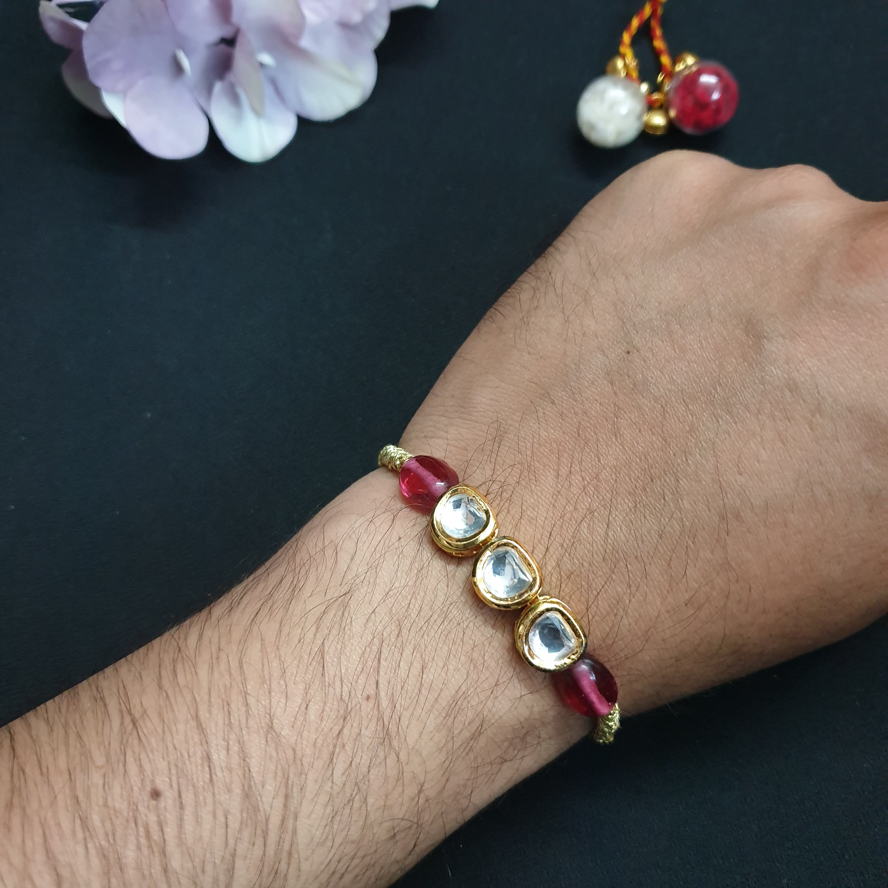 Trio Kundan Rakhi (Pack of One)