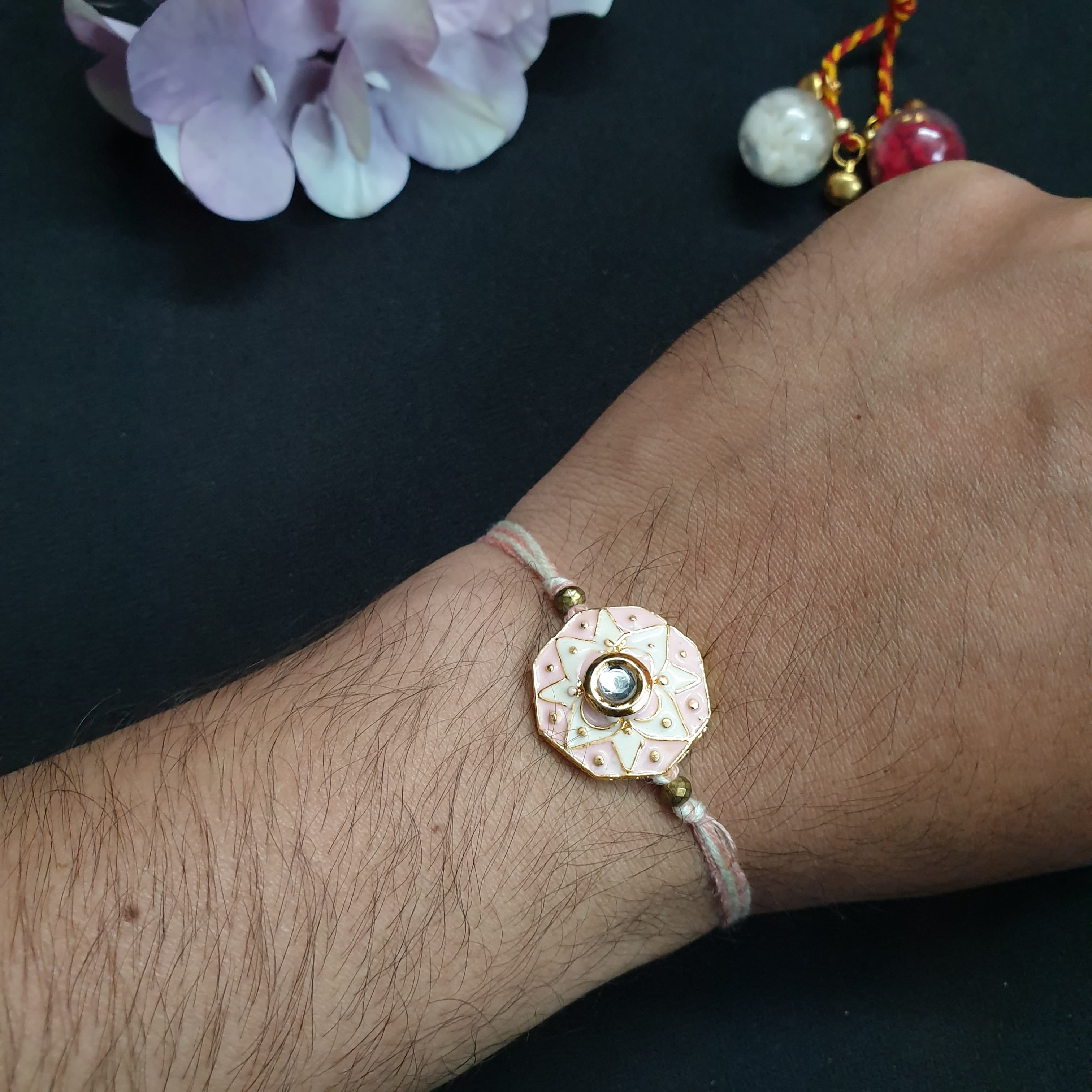 Baby Pink Meenakari Rakhi (Pack of One)