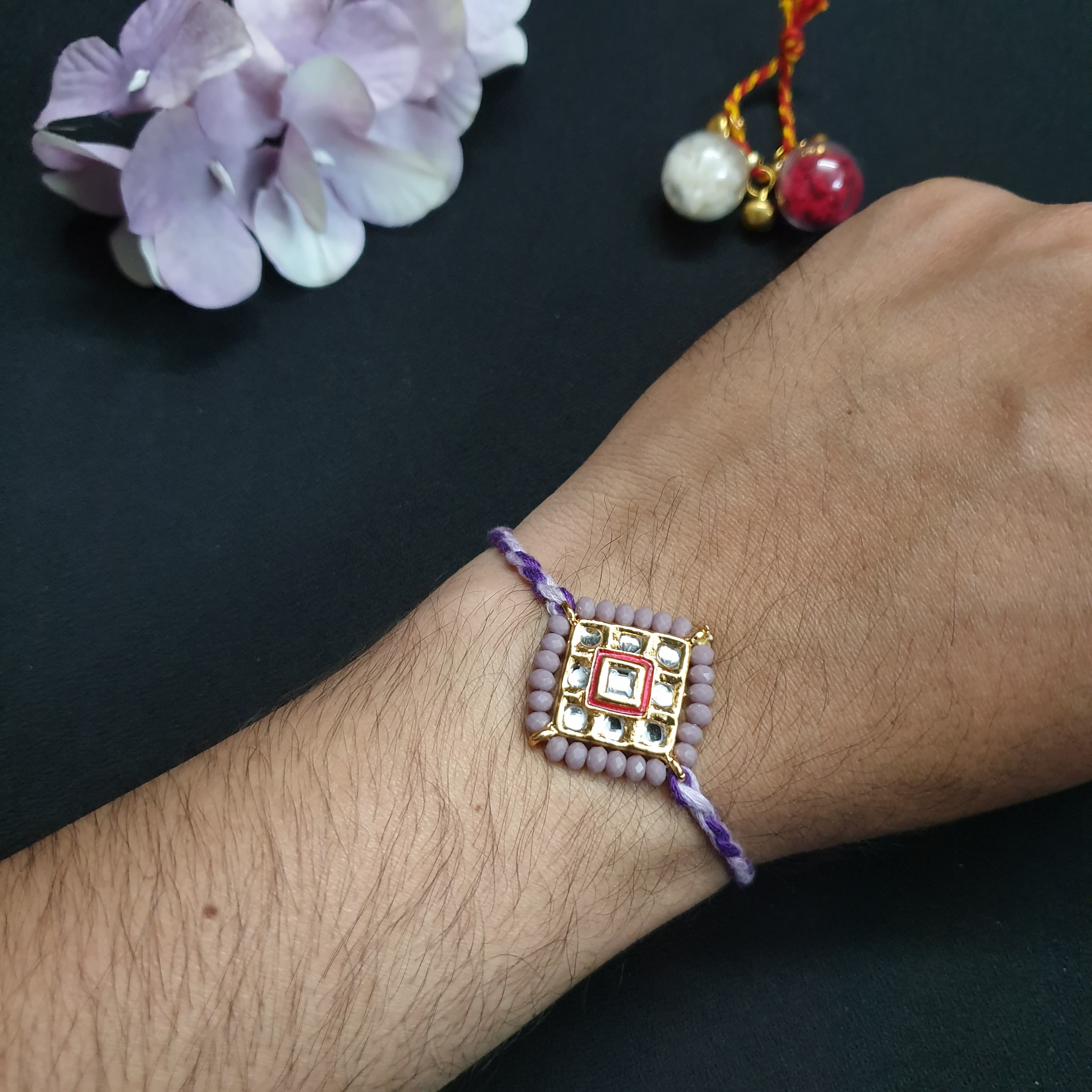 Purple Kundan Rakhi (Pack of One)