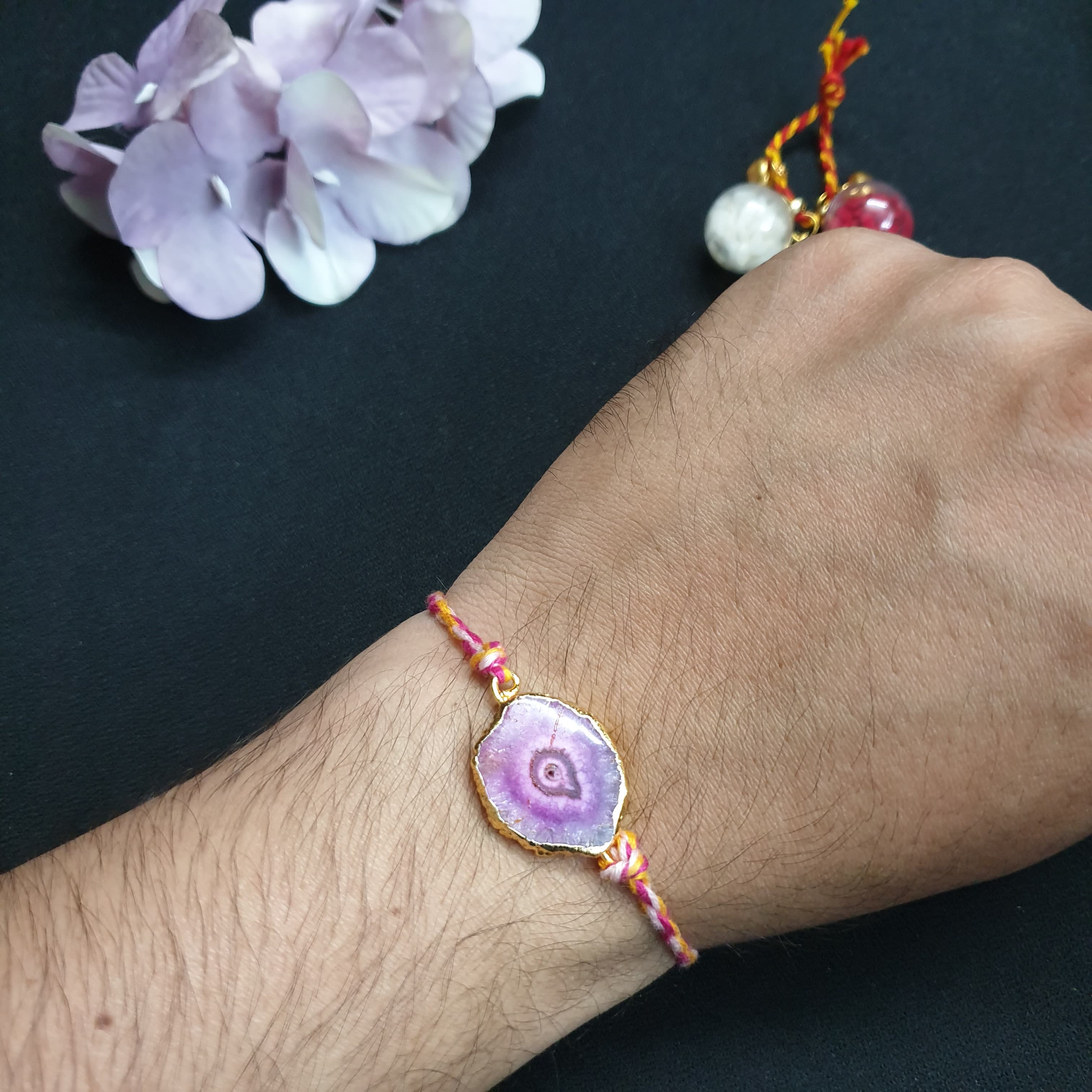 Pink Druzy Stone Rakhi (Pack of One)
