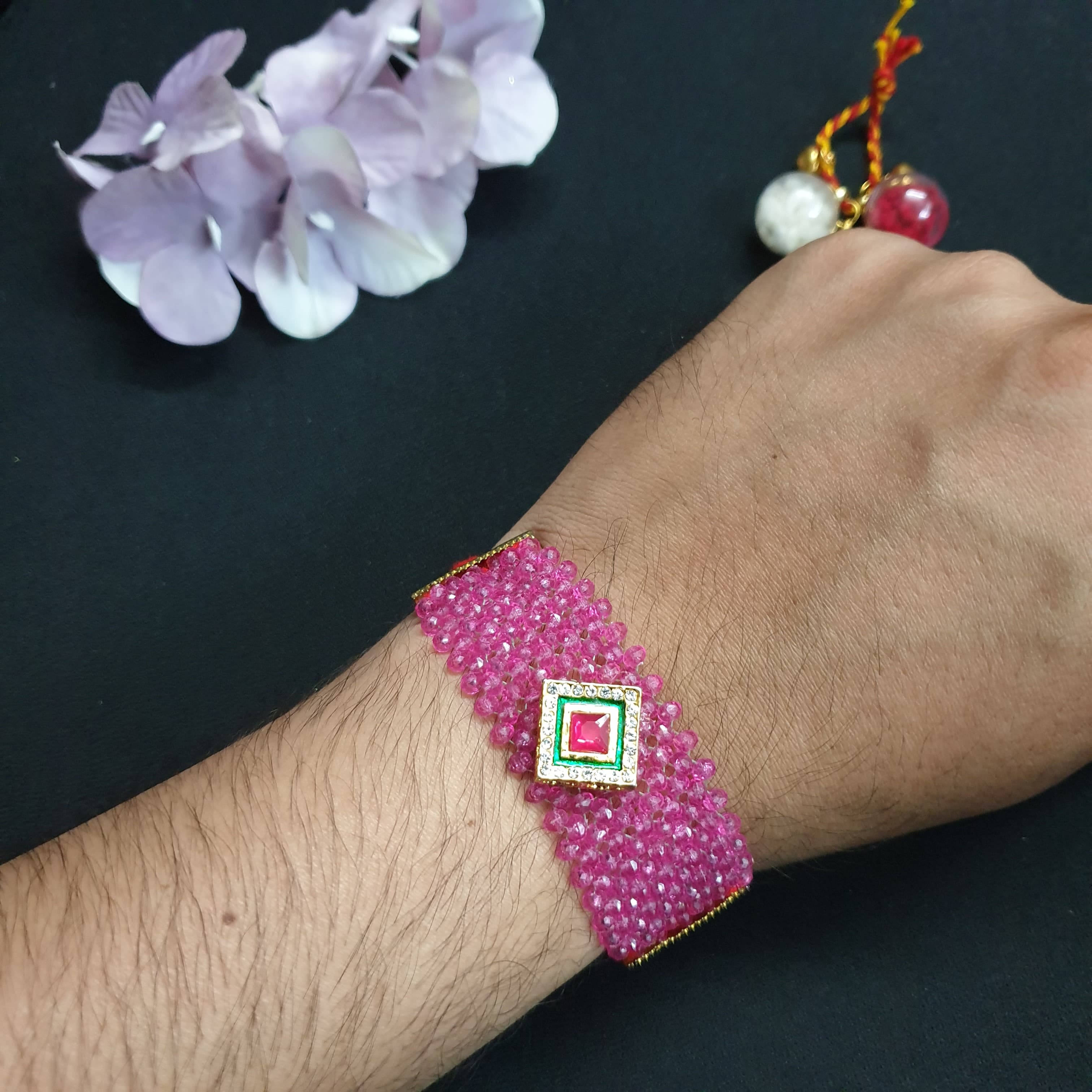 Pink Beads Belt Rakhi (Pack of One)