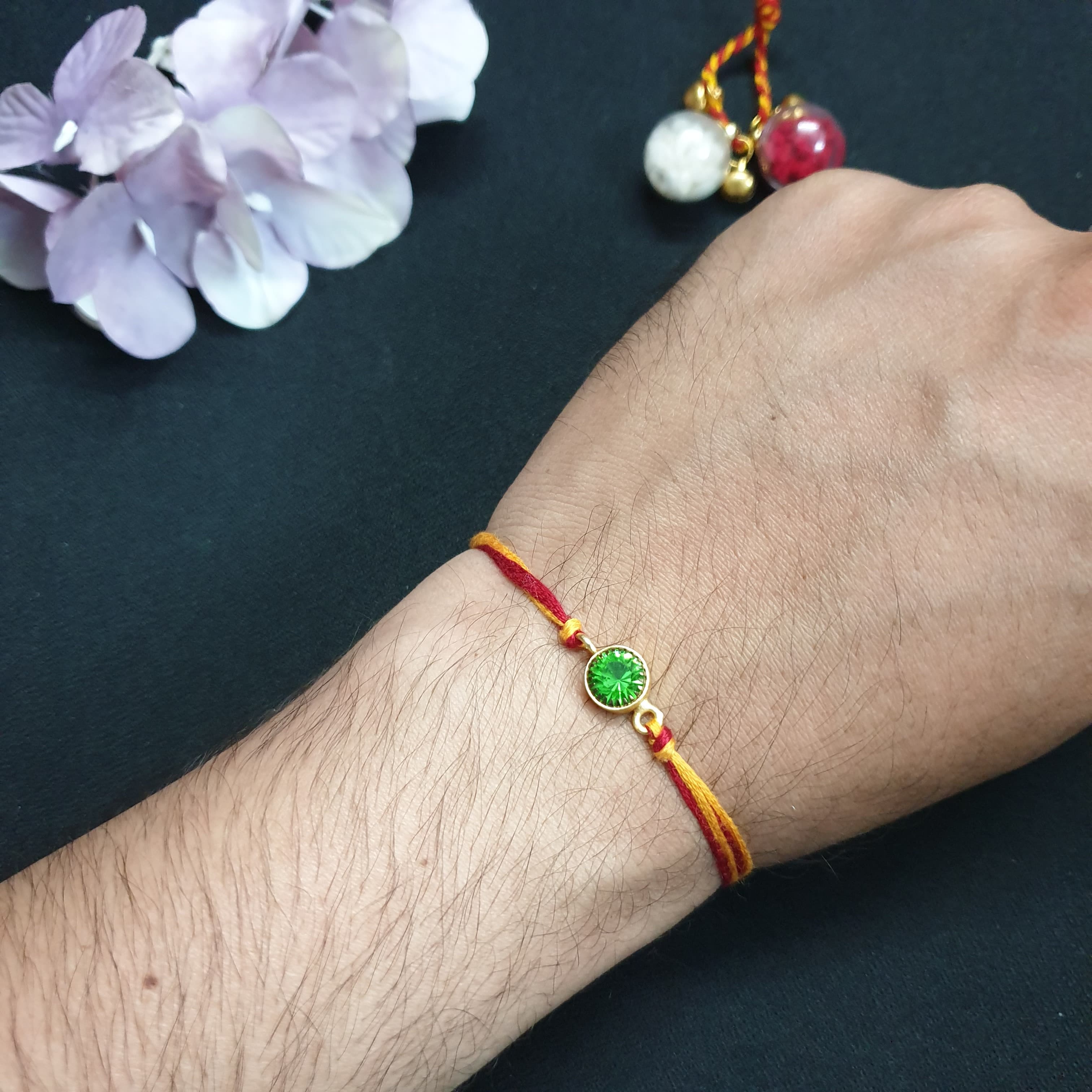 Green Stone Minimal Rakhi (Pack of One)