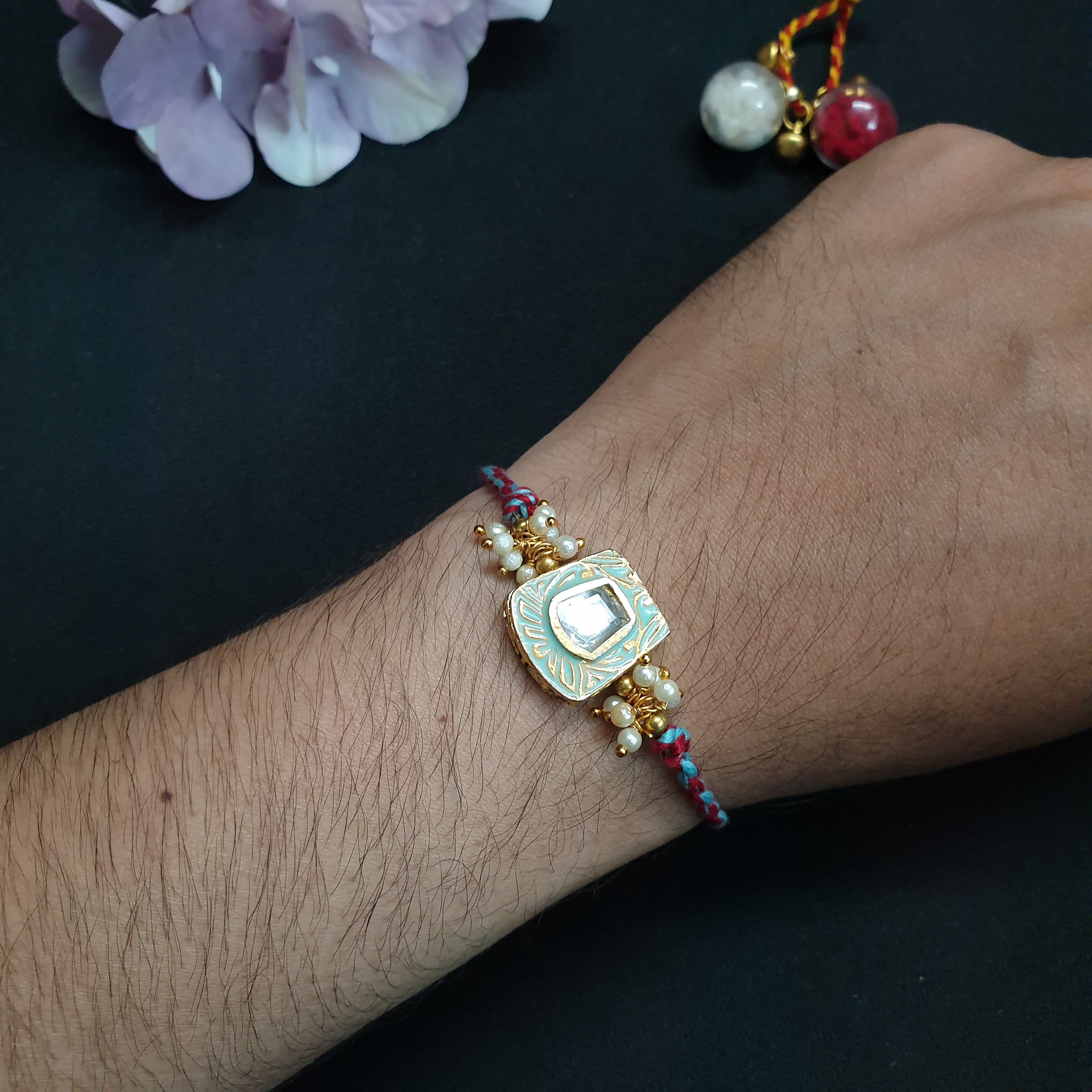 Turquoise Meenakari Rakhi (Pack of One)