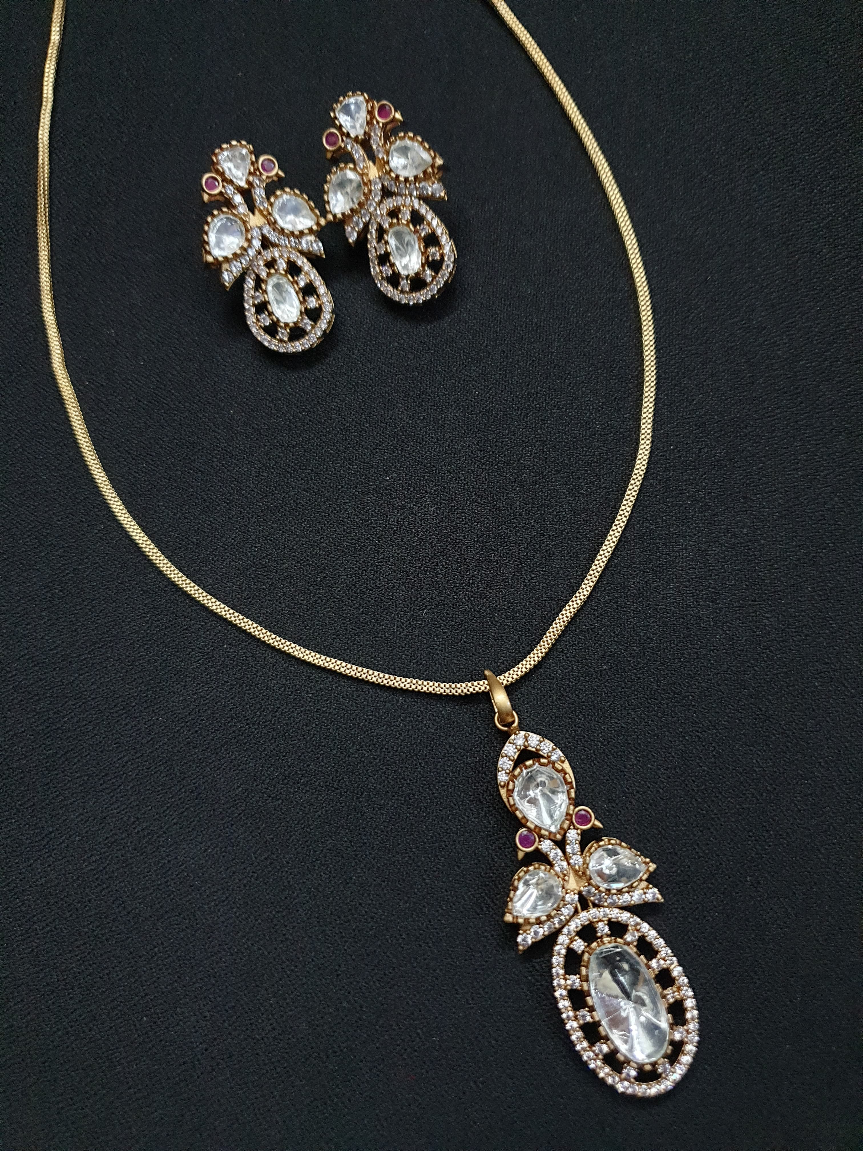 Kundan Polki Chain Pendant Set