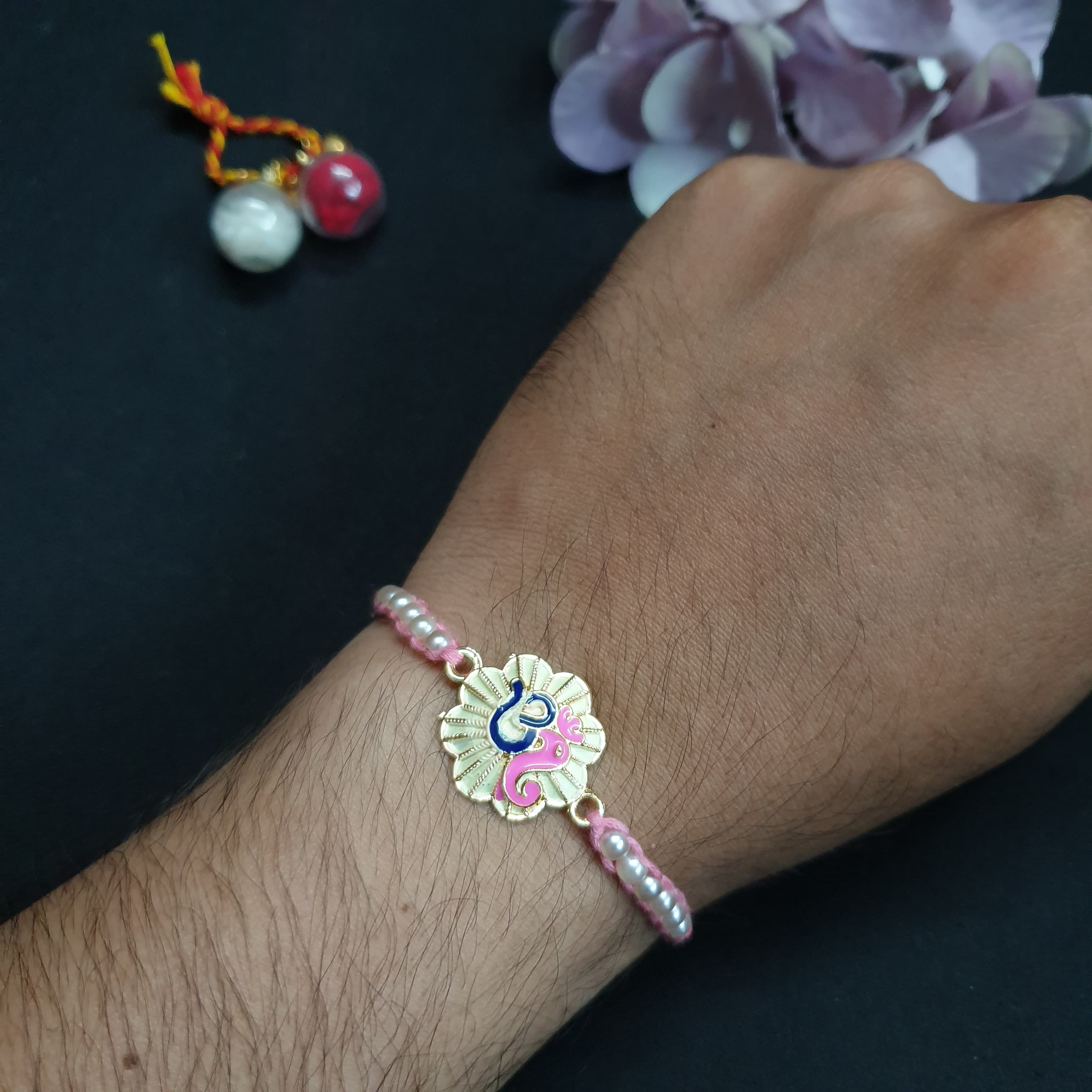 Om Pearl Beaded Rakhi For Rakshabandhan
