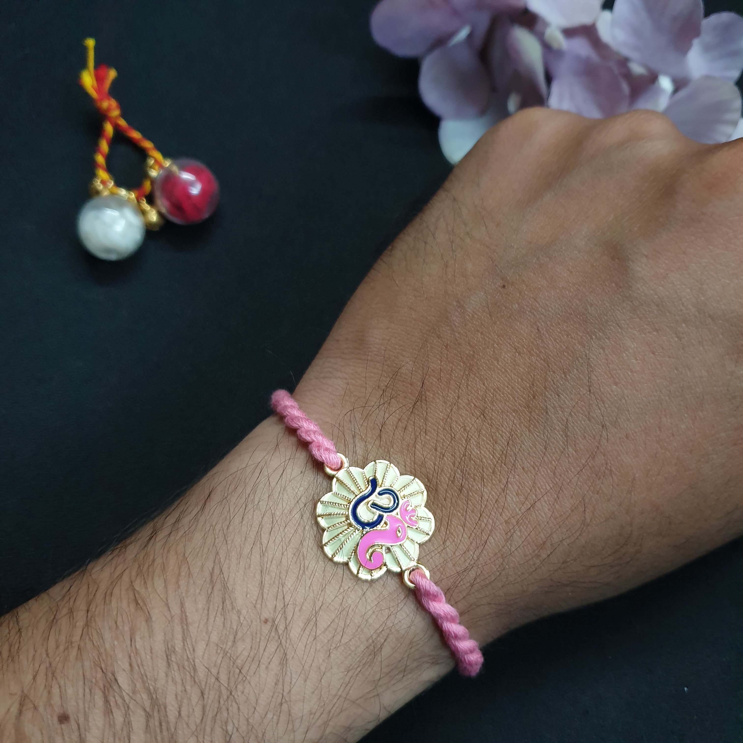 Om Pearl Braided Rakhi For Rakshabandhan