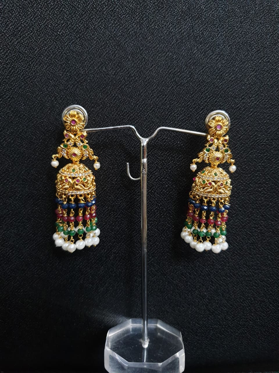 South Indian Multi Beaded Jhumki Earrings