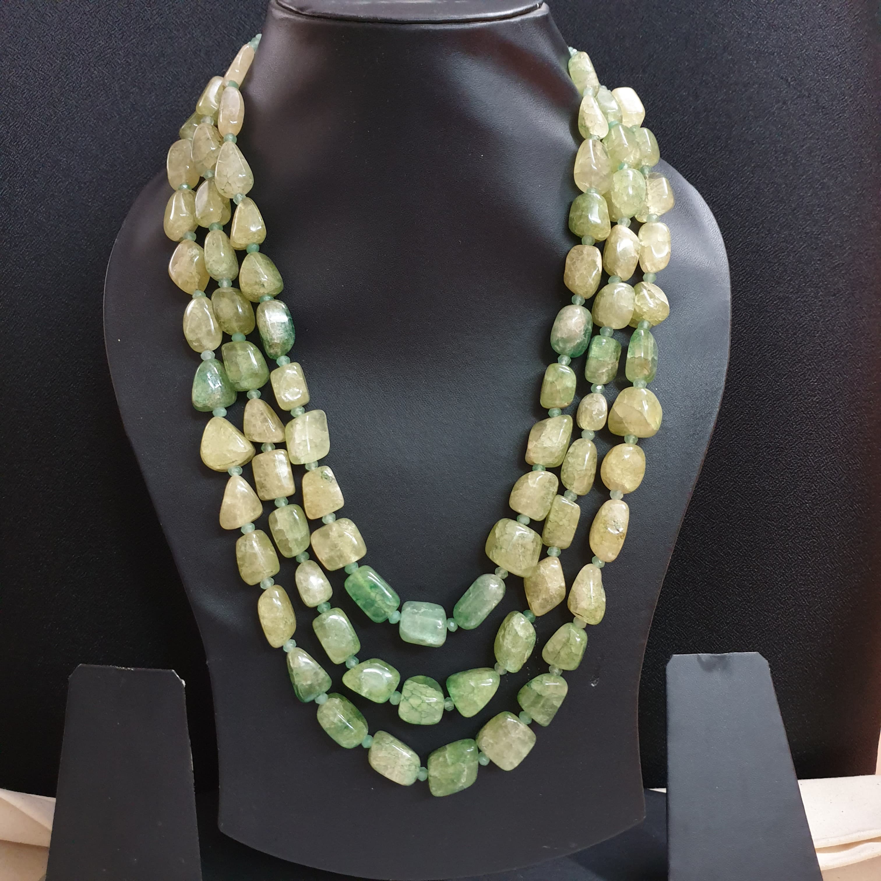 Emerald Stone Beaded Necklace Set
