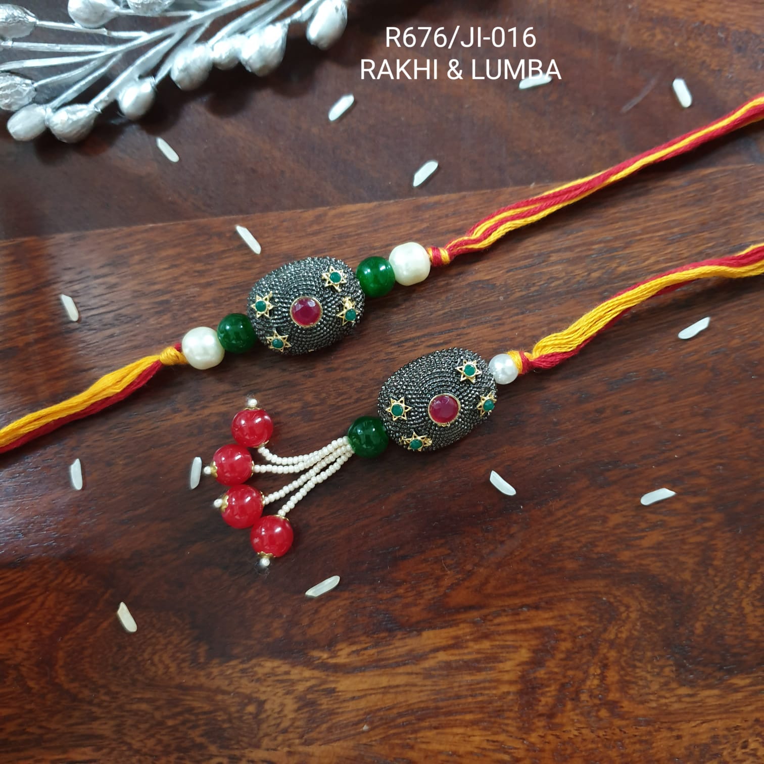 Antique Beads Rakhi For Bhaiya Bhabhi