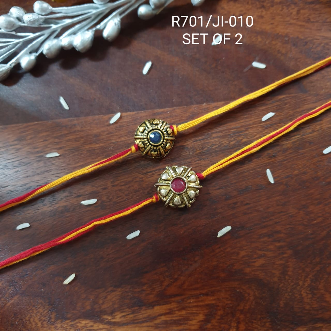 Antique Gold Beaded Rakhi For Rakshabandhan ( Pack Of Two)