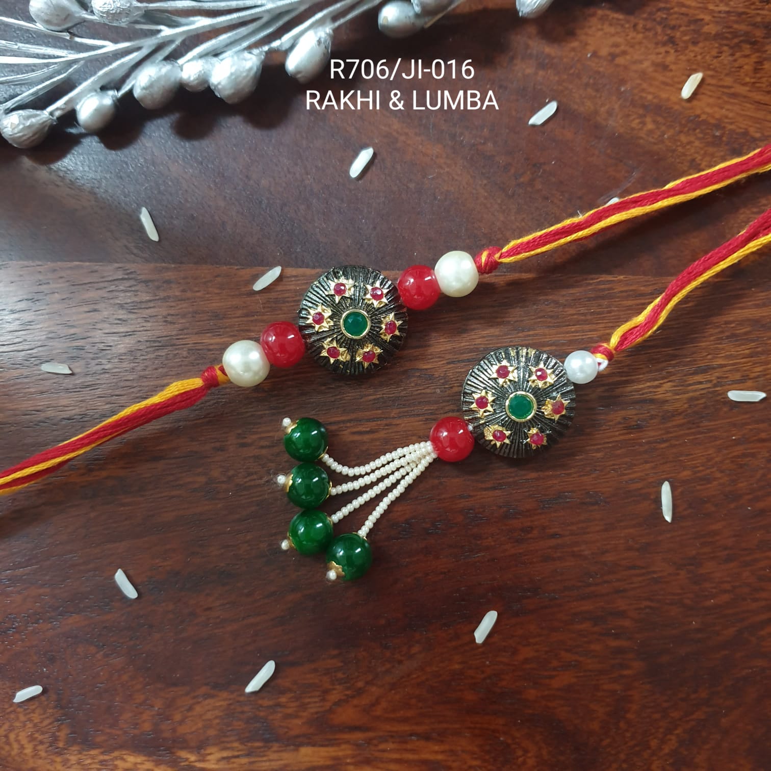 Black Bead Bhaiya Bhabhi Rakhi Lumba Set