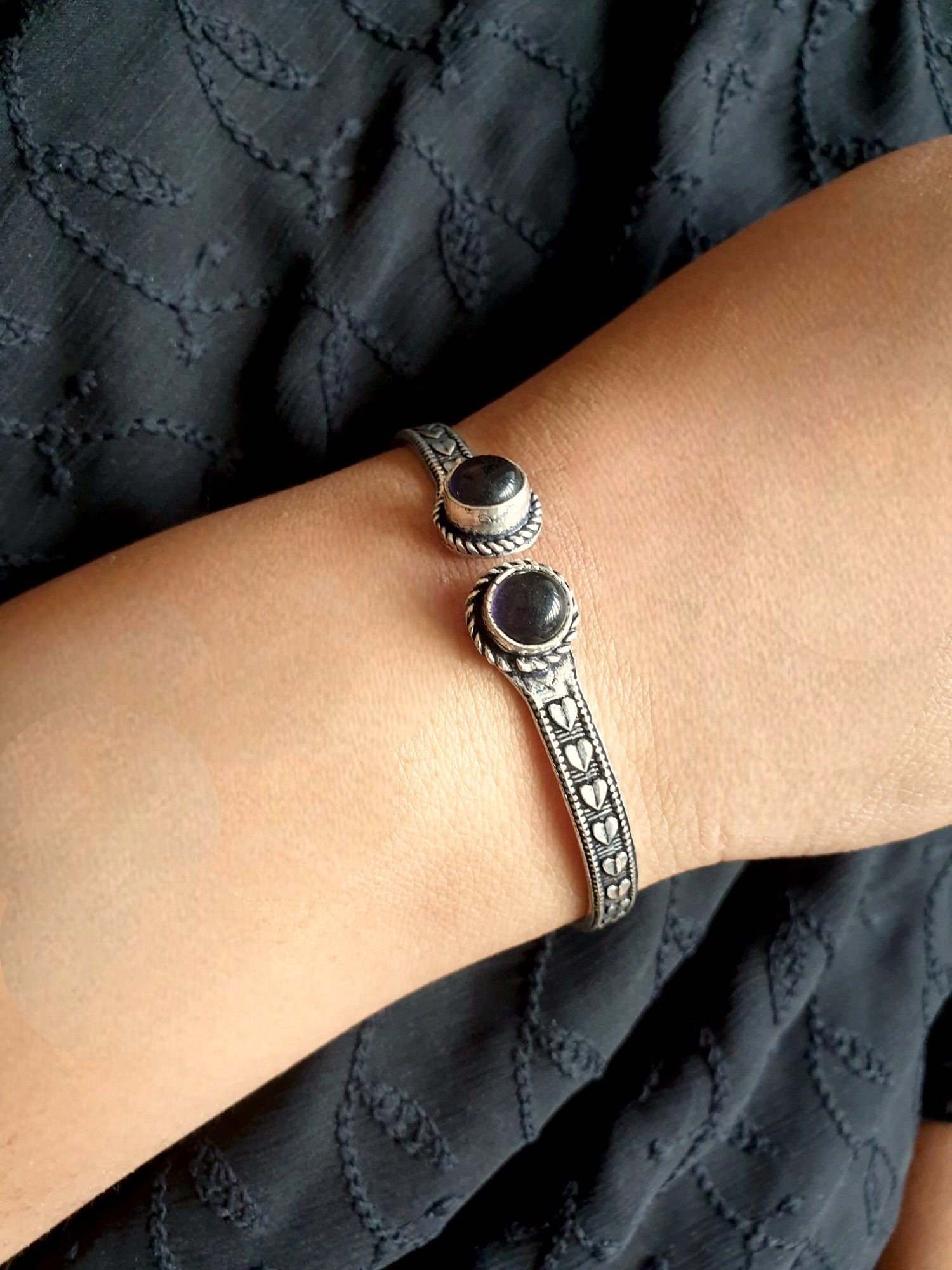 Purple Stone Cuff Bangle