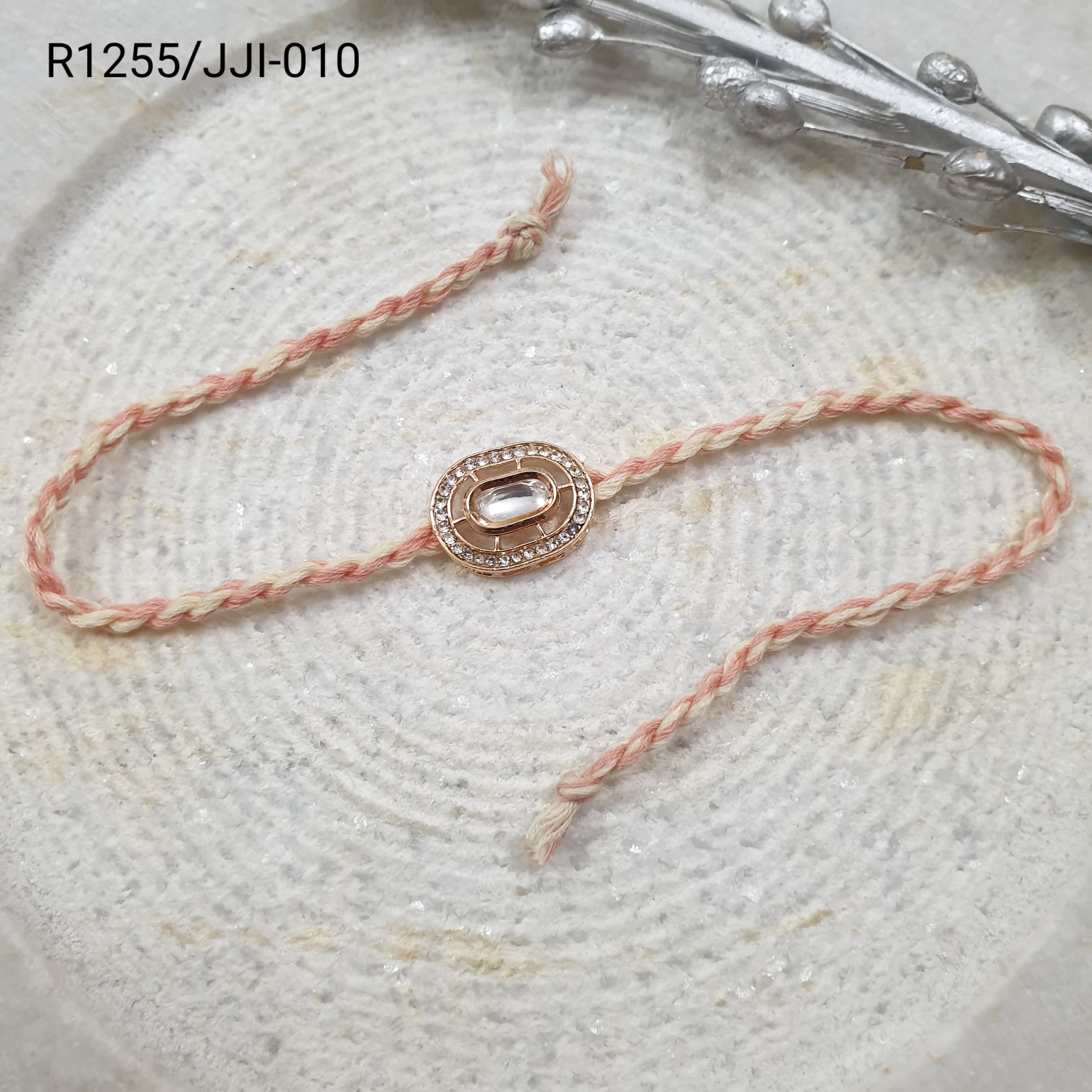 Rose Gold Tone Kundan Rakhi